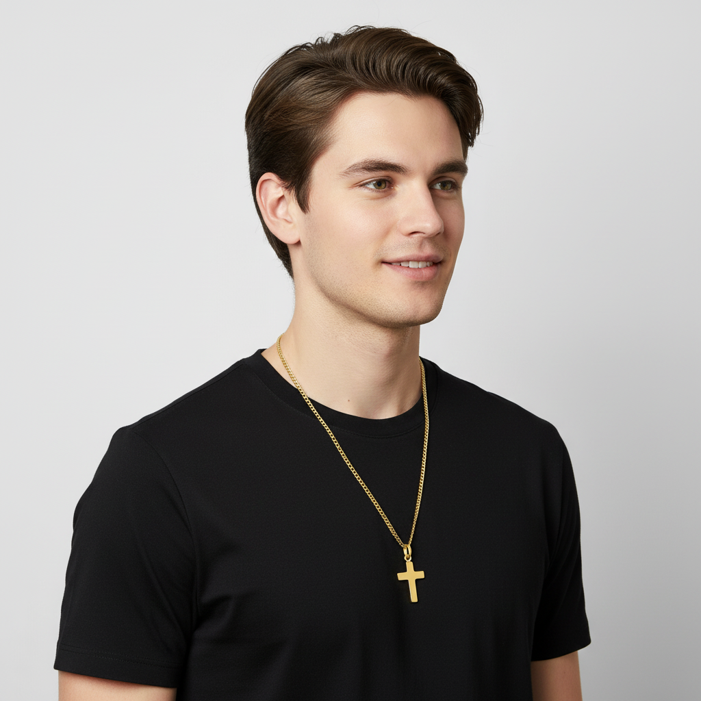 Kreuz Anhänger Klein 585er Vergoldet