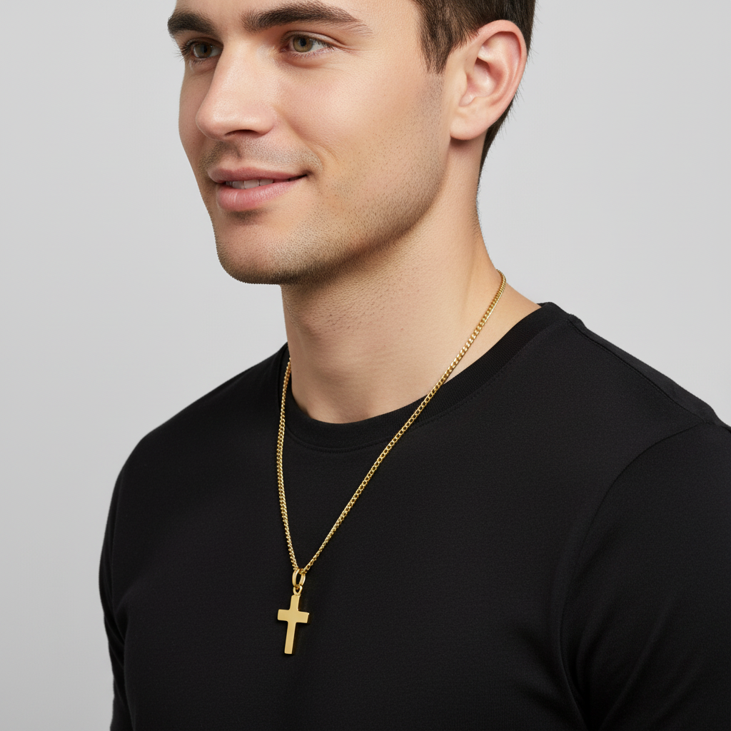 Kreuz Anhänger Klein 585er Vergoldet