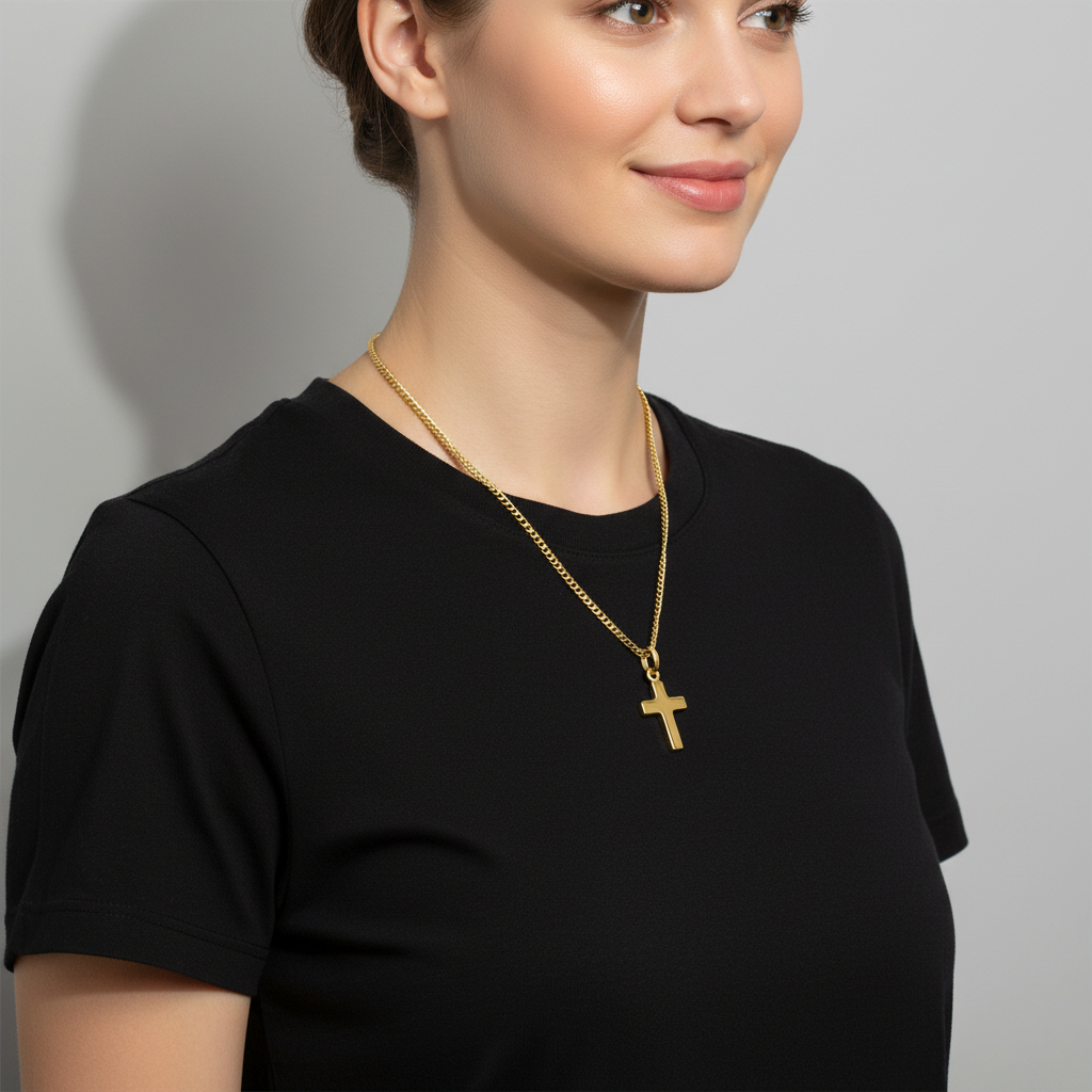 Kreuz Anhänger Klein 585er Vergoldet