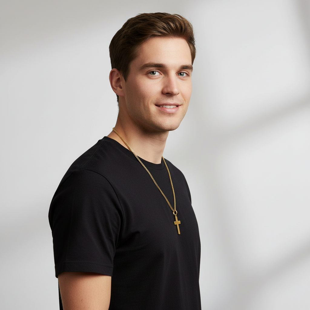 Kreuz Anhänger Mittel 585er Vergoldet