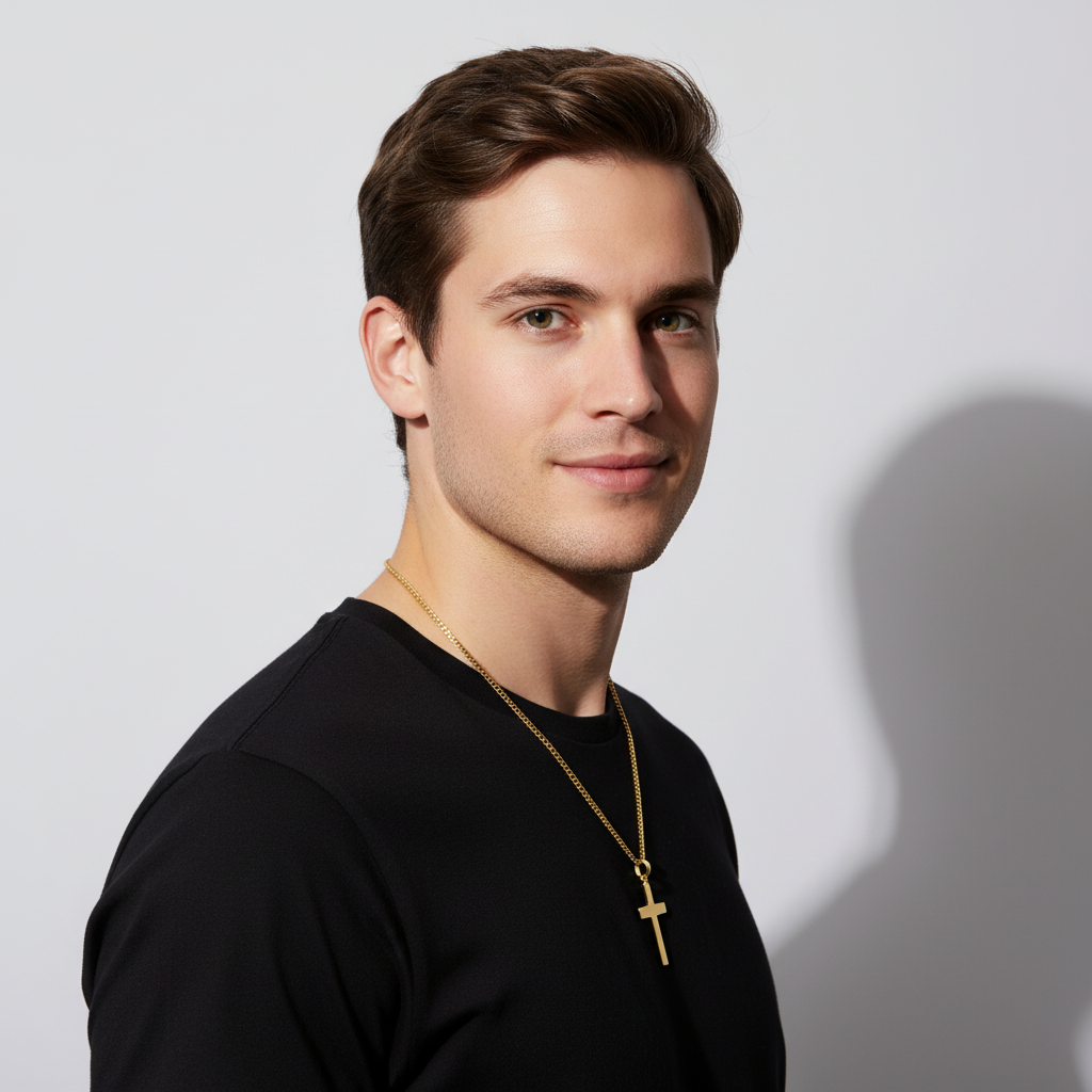 Kreuz Anhänger Groß 585er Vergoldet