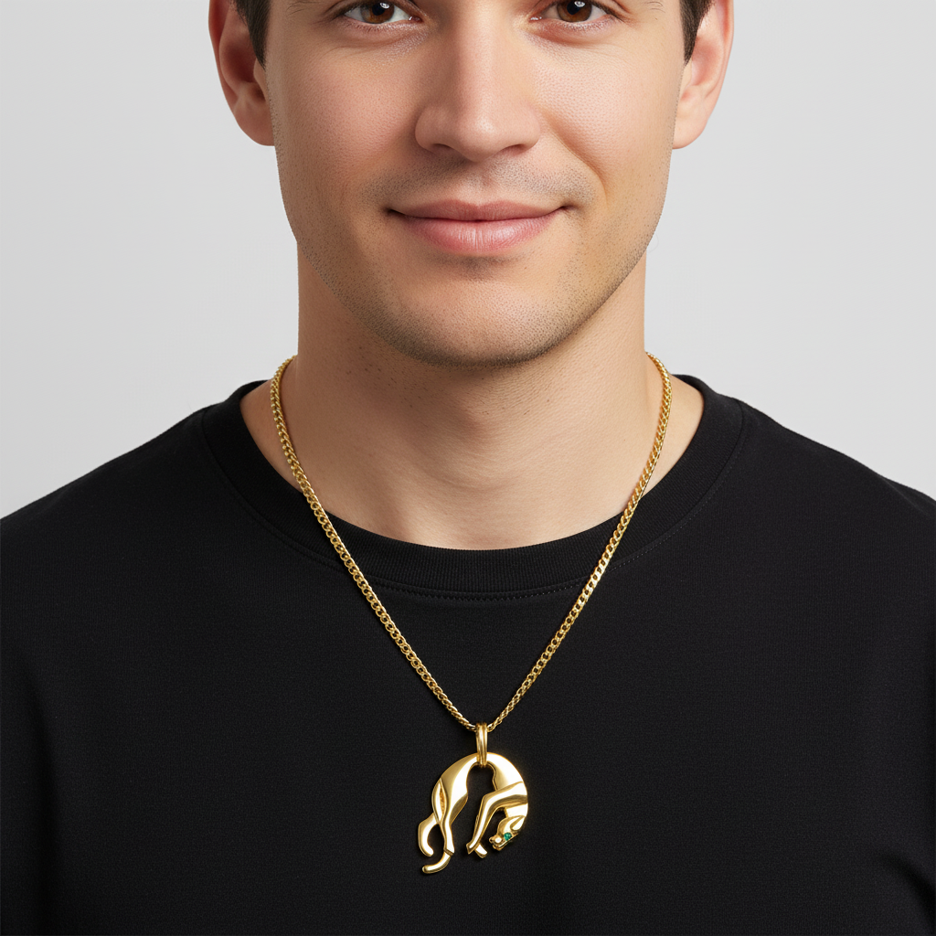 Pantheranhänger Groß 585er Vergoldet