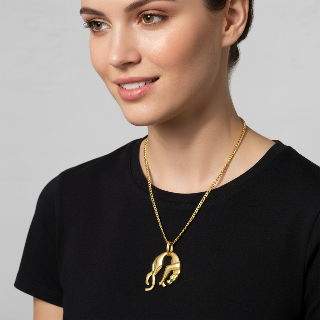 Pantheranhänger Groß 585er Vergoldet