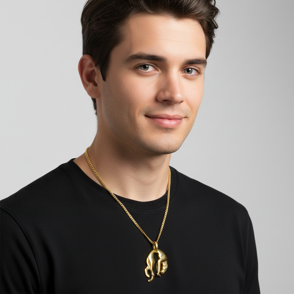 Pantheranhänger Groß 585er Vergoldet