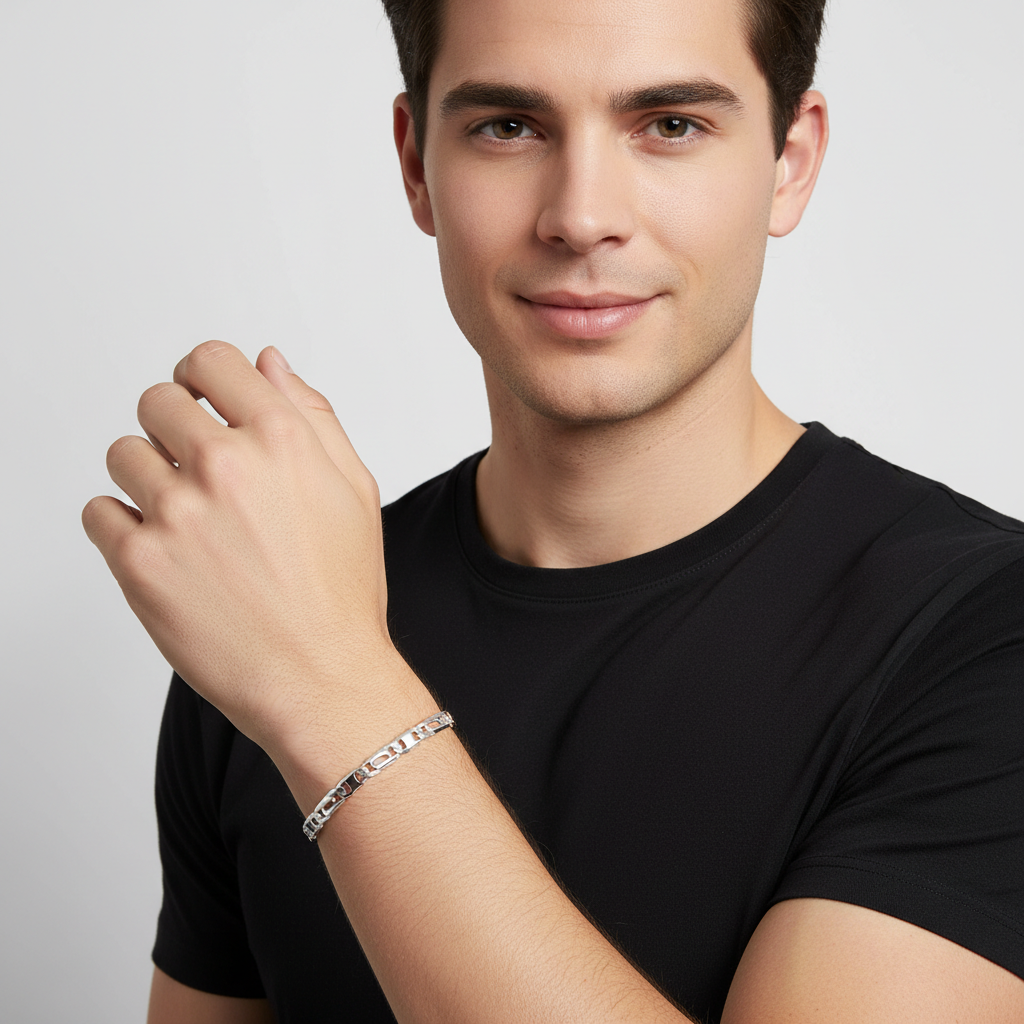 Griechisches Armband 4 mm 925er Sterling Silber Massiv