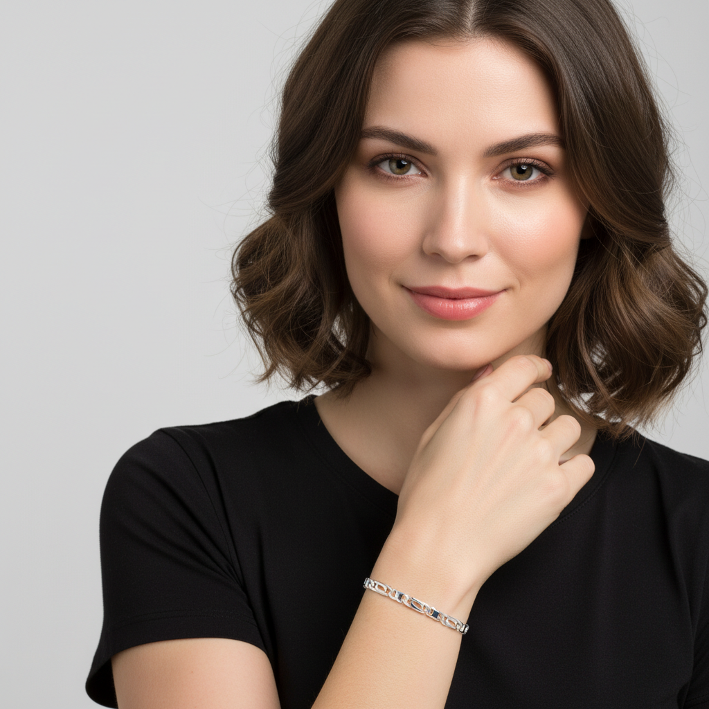 Griechisches Armband 4 mm 925er Sterling Silber Massiv