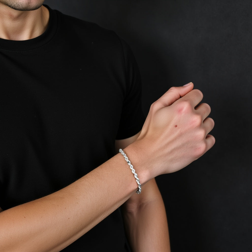 Kordelarmband 5mm 925 Silber - Tony Fein