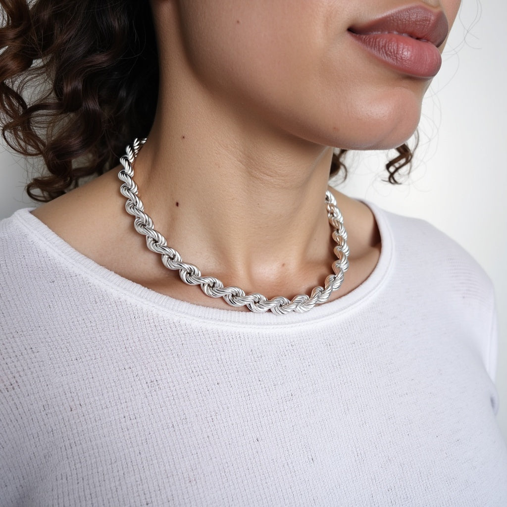 Kordelkette 10 mm 925er Silber