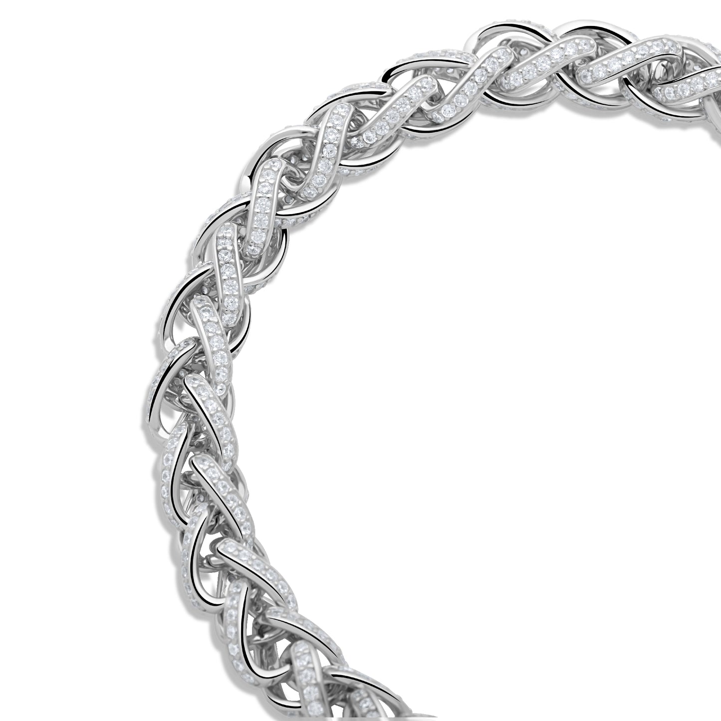 Zopfarmband 8 mm Geflochten Rund 925er Silber Rhodiniert