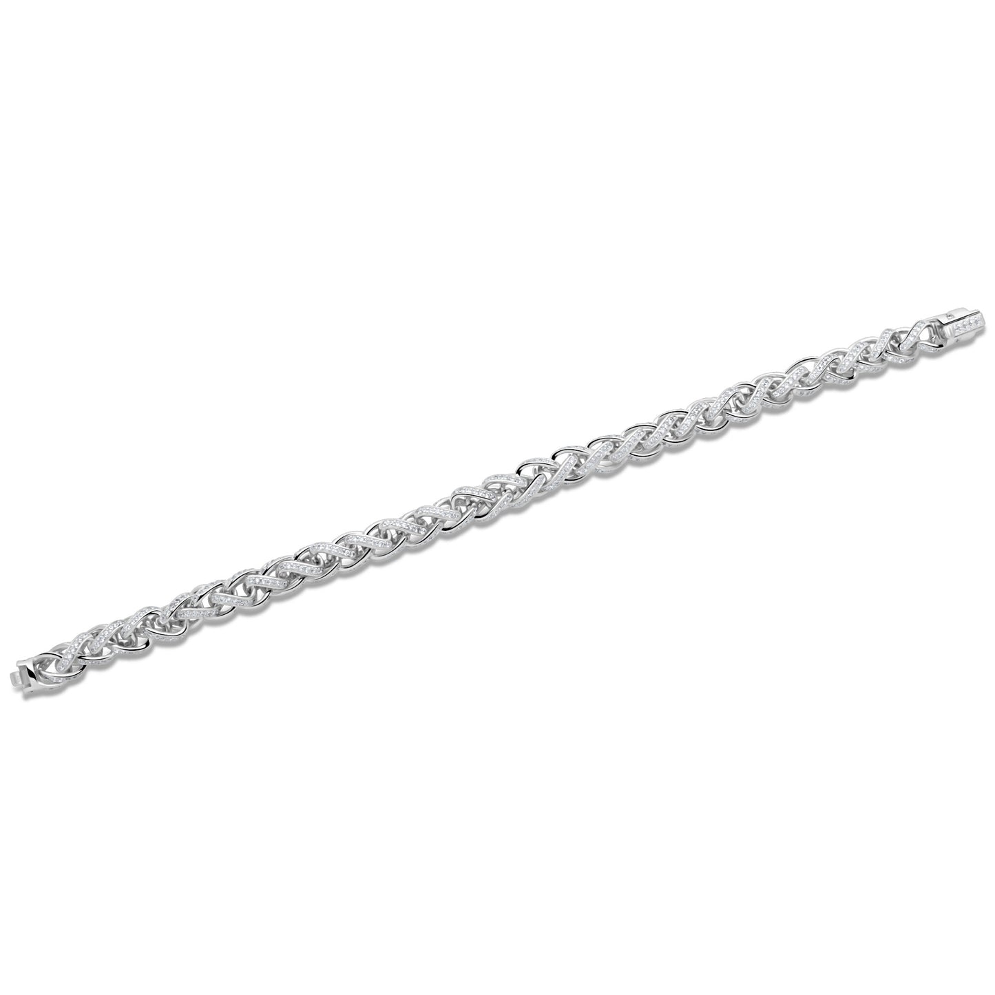 Zopfarmband 8 mm Geflochten Rund 925er Silber Rhodiniert
