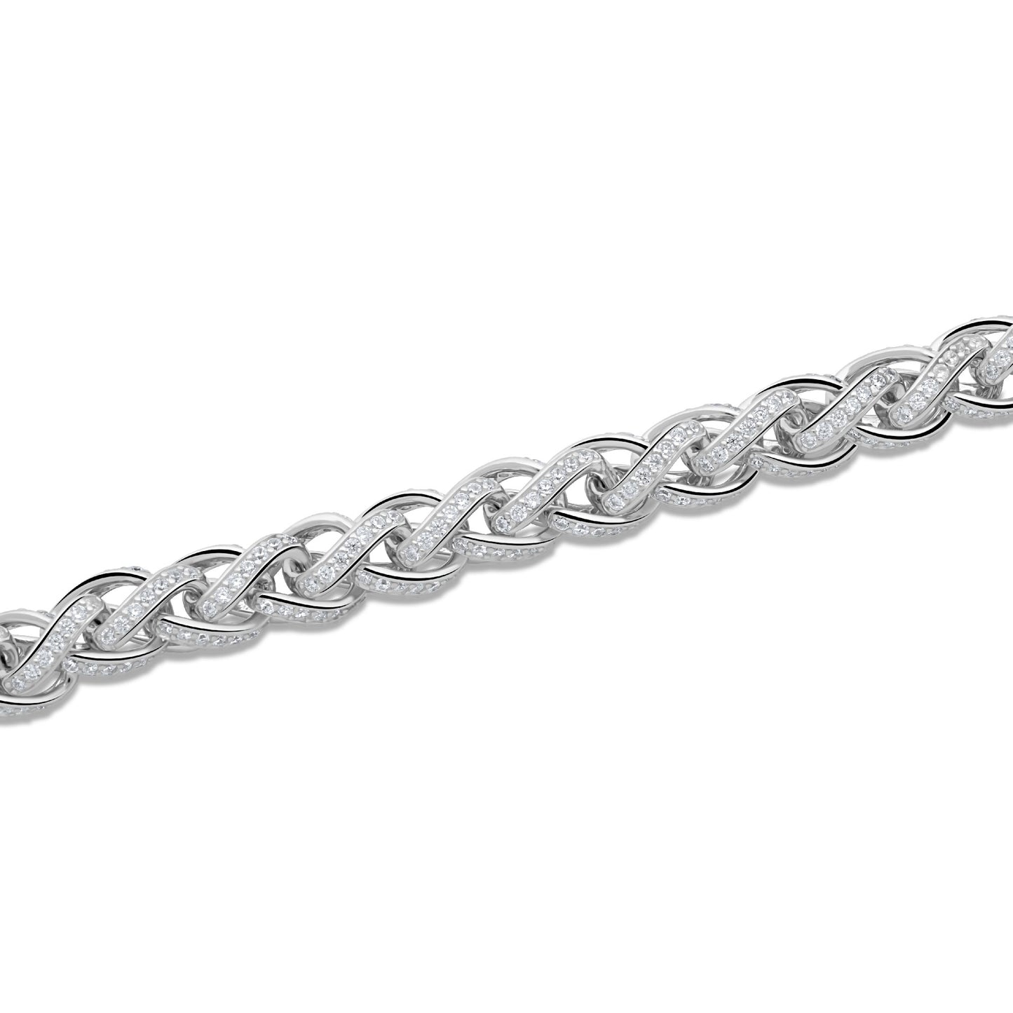 Zopfarmband 8 mm Geflochten Rund 925er Silber Rhodiniert