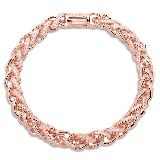 Zopfarmband 8 mm Geflochten Rund 925er Silber Rosévergoldet