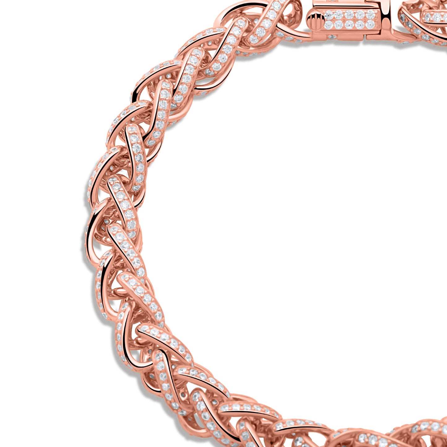 Zopfarmband 8 mm Geflochten Rund 925er Silber Rosévergoldet