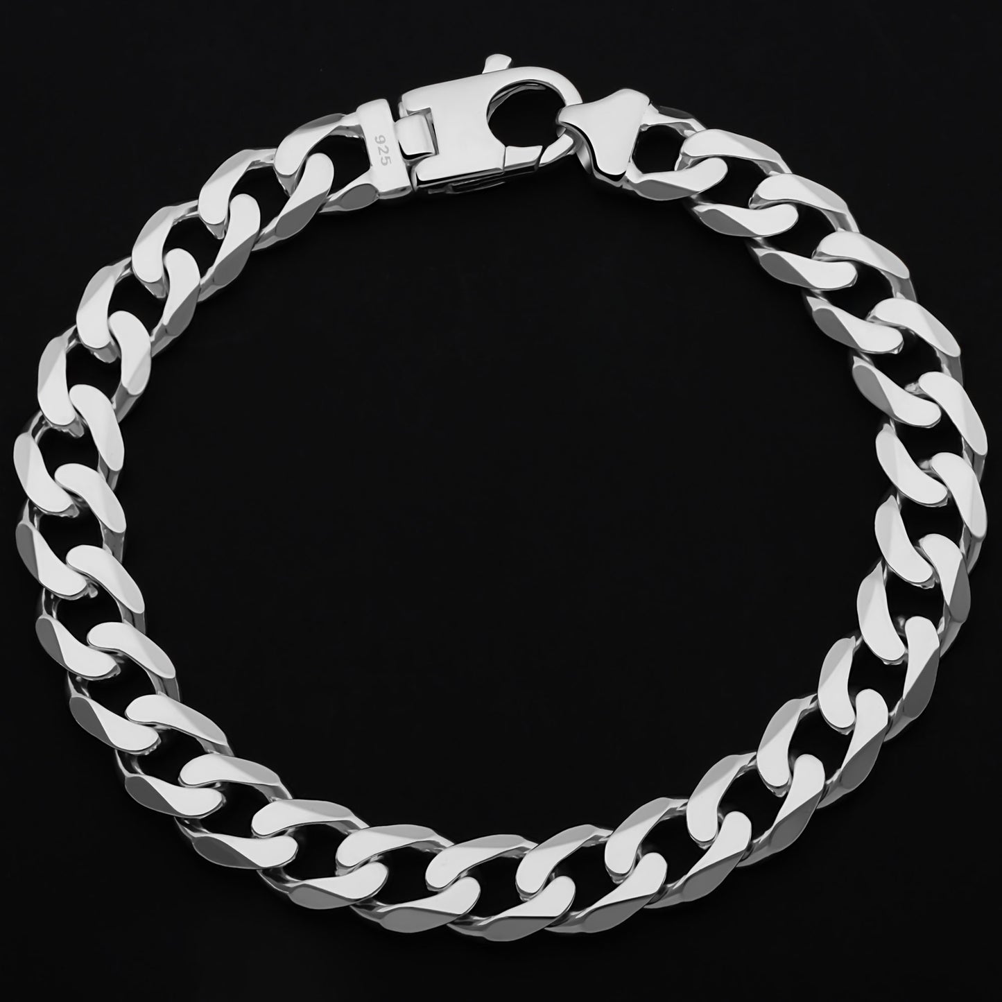 Panzerarmband 9 mm 925er Sterling Silber Massiv