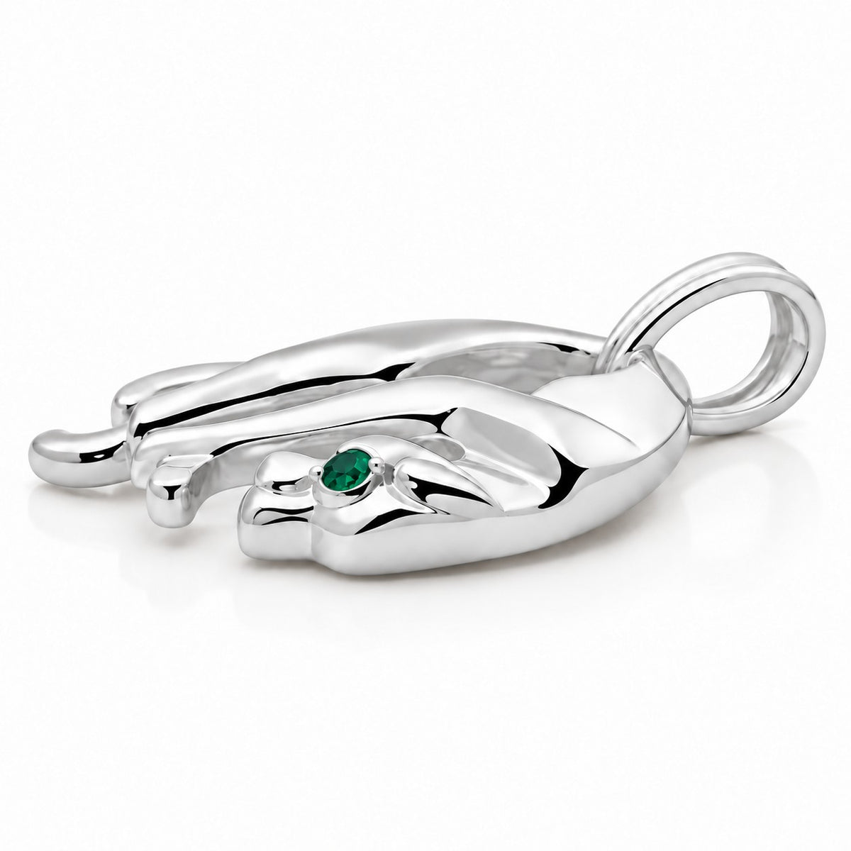 Panther Anhänger Royal 925er Sterling Silber mit grünem Auge