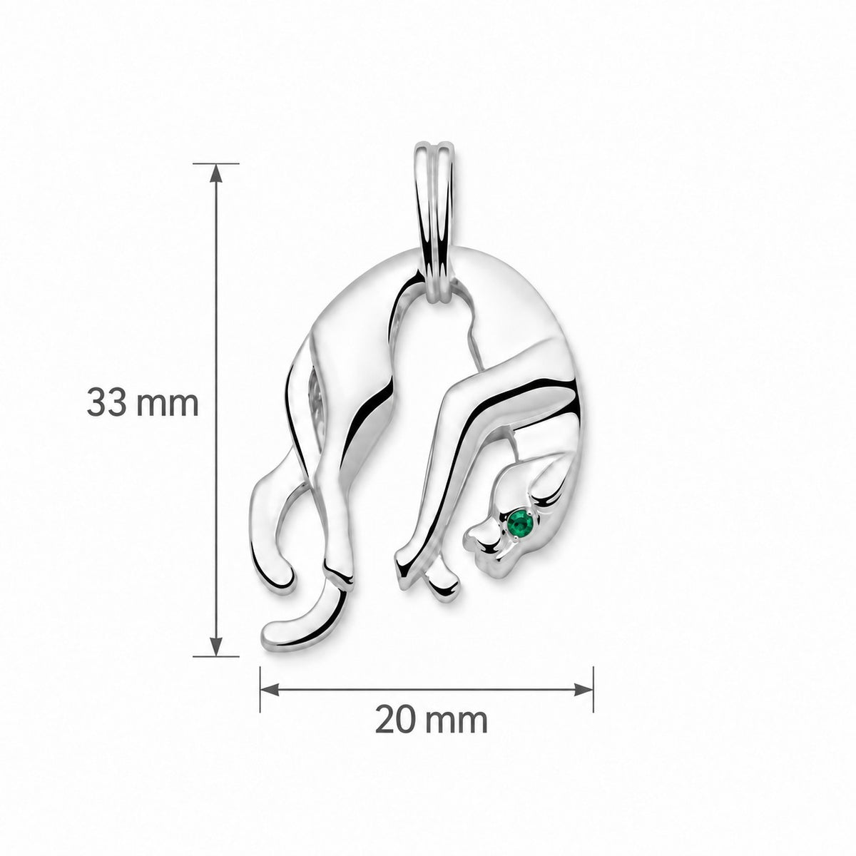 Panther Anhänger Royal 925er Sterling Silber mit grünem Auge
