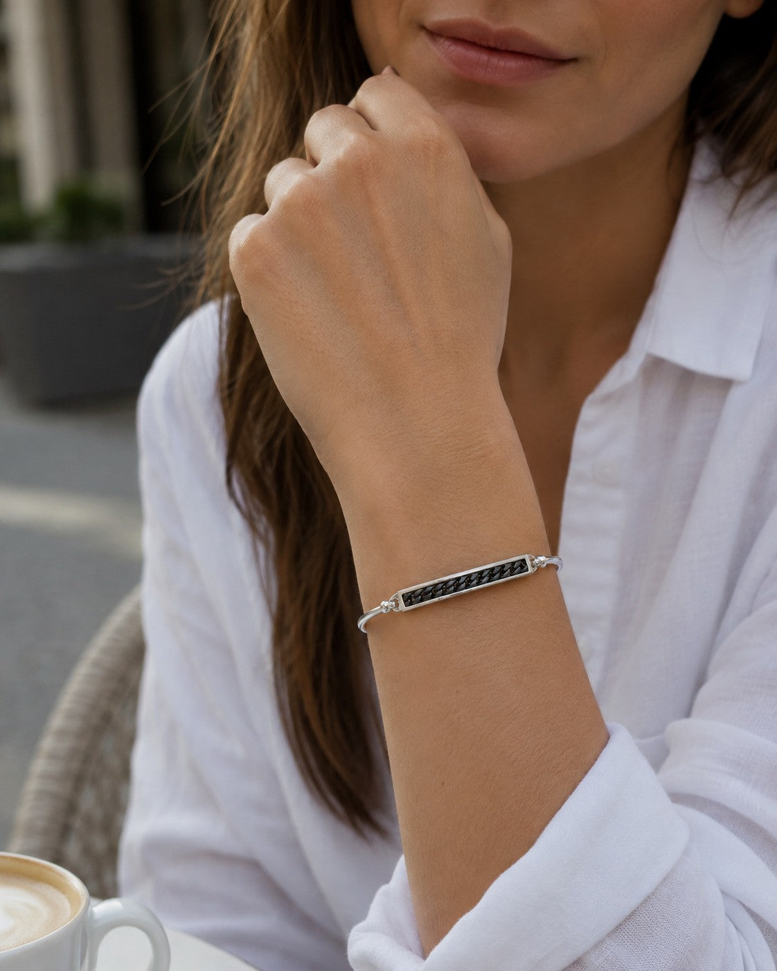Panzer Design Armband 925er Sterling Silber Massiv Rhodiniert Verstellbar