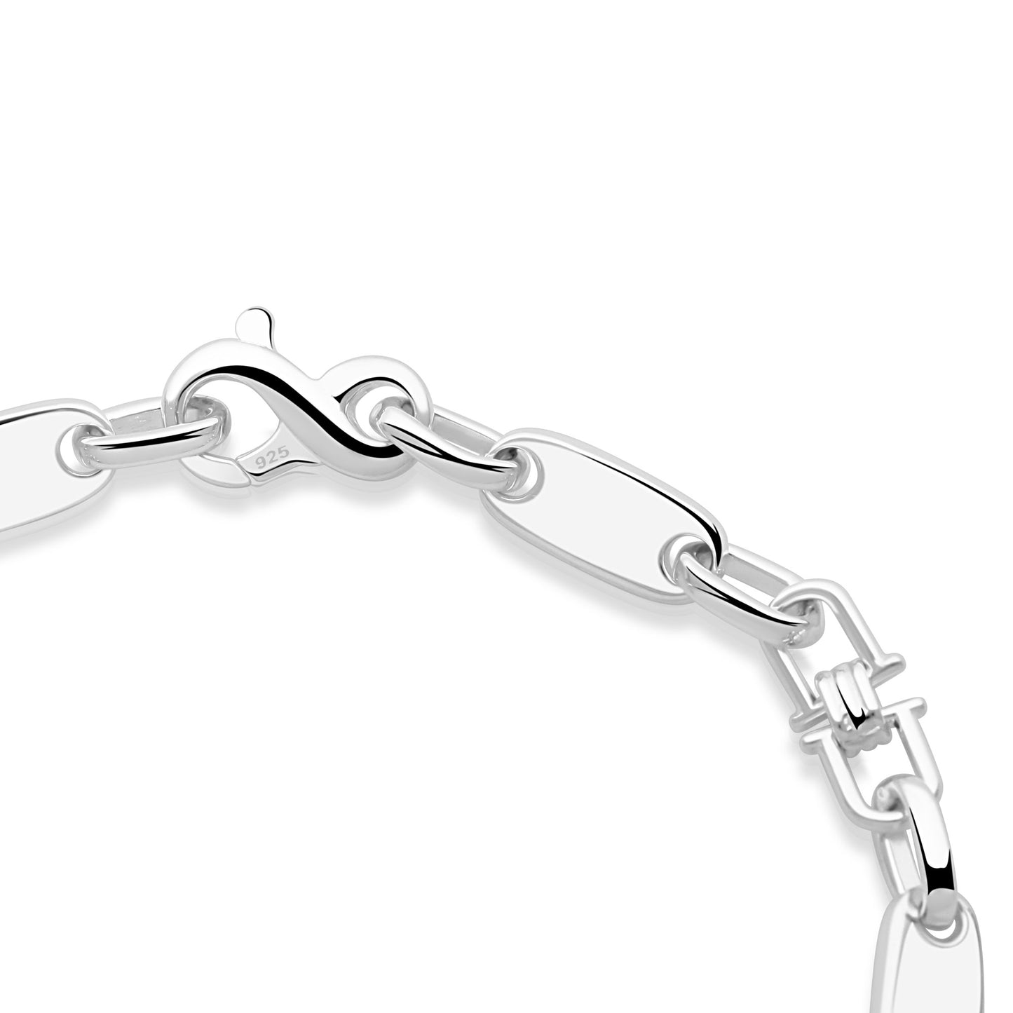 Plattenarmband 6 mm mit Element 925er Sterling Silber Massiv