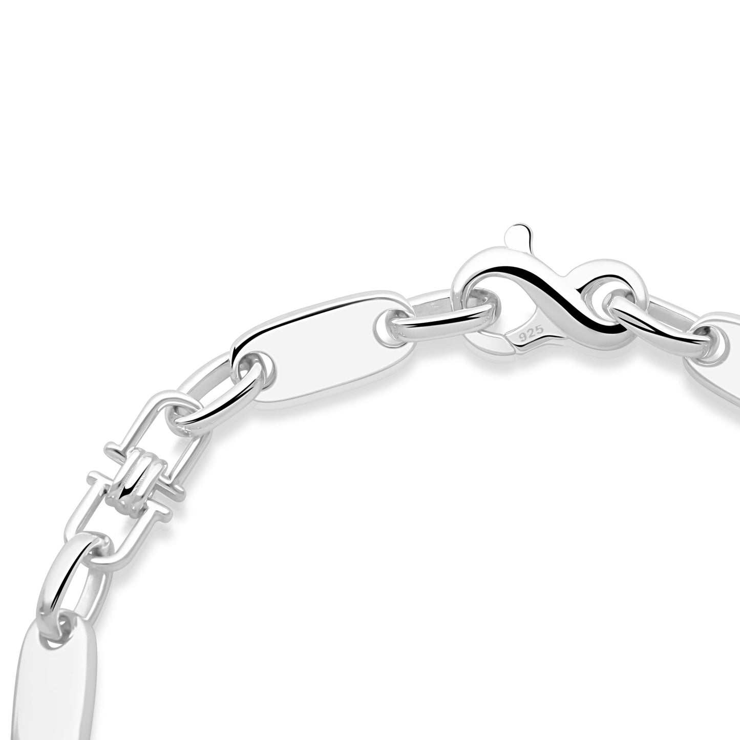 Plattenarmband 6 mm mit Element 925er Sterling Silber Massiv