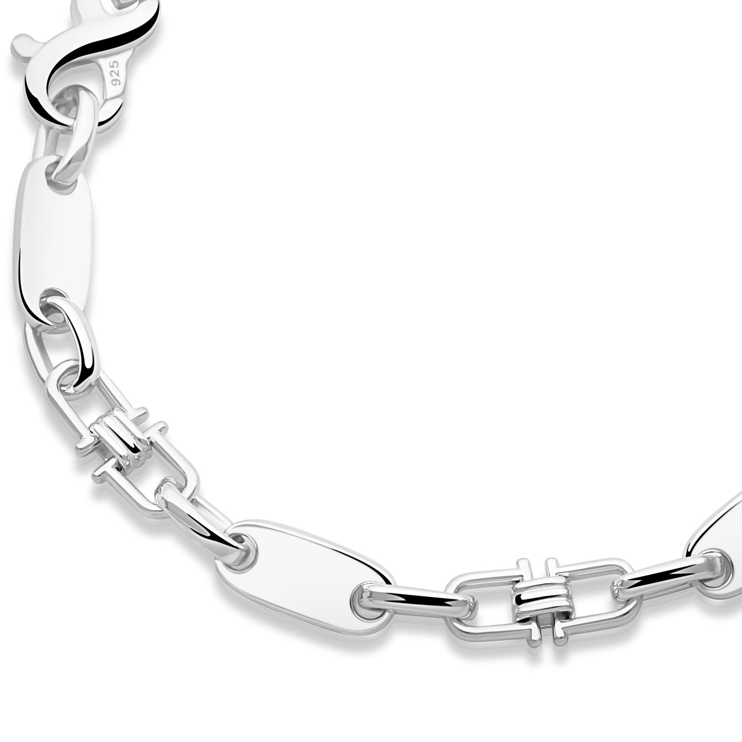 Plattenarmband 6 mm mit Element 925er Sterling Silber Massiv