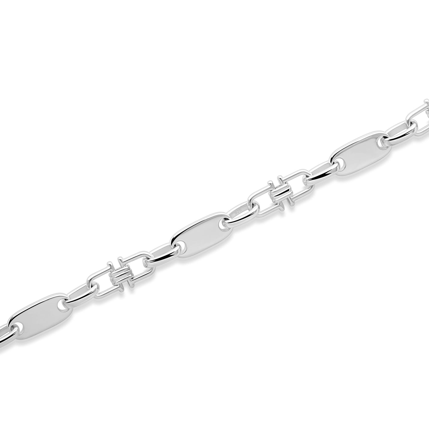Plattenarmband 6 mm mit Element 925er Sterling Silber Massiv