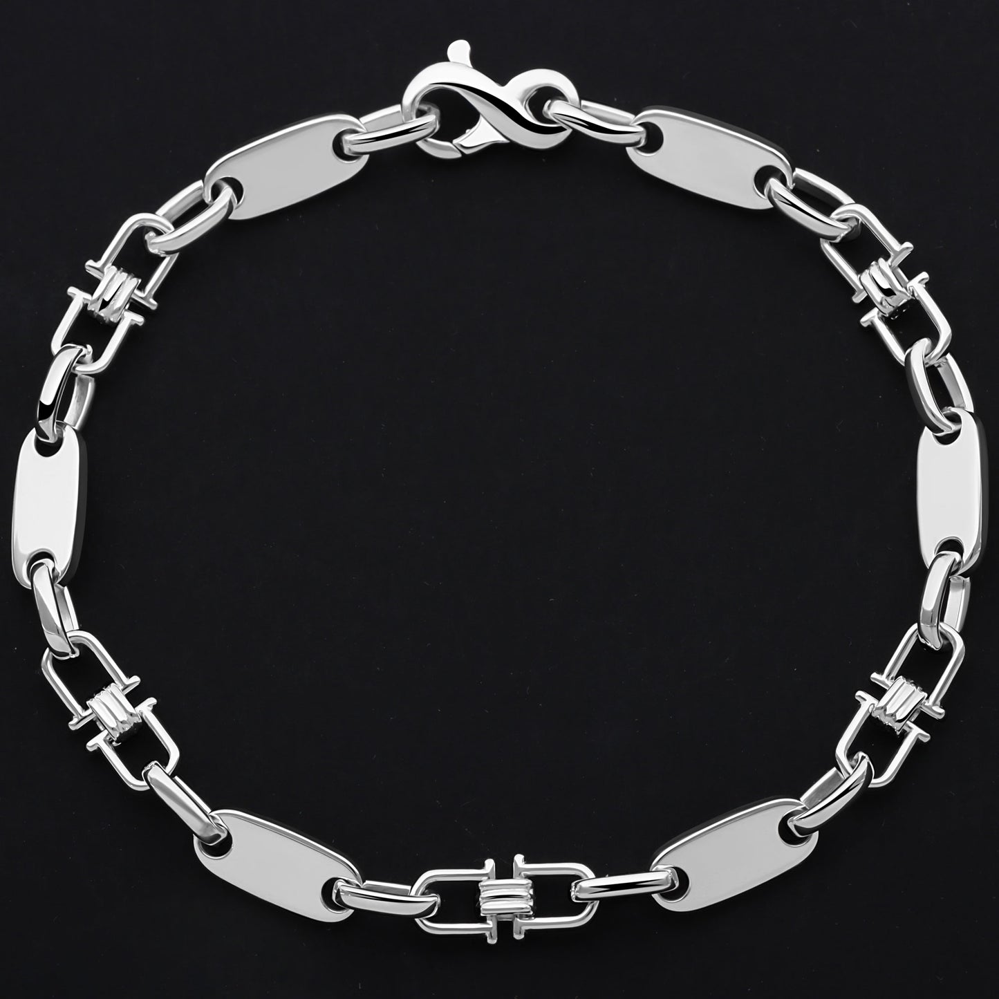 Plattenarmband 6 mm mit Element 925er Sterling Silber Massiv