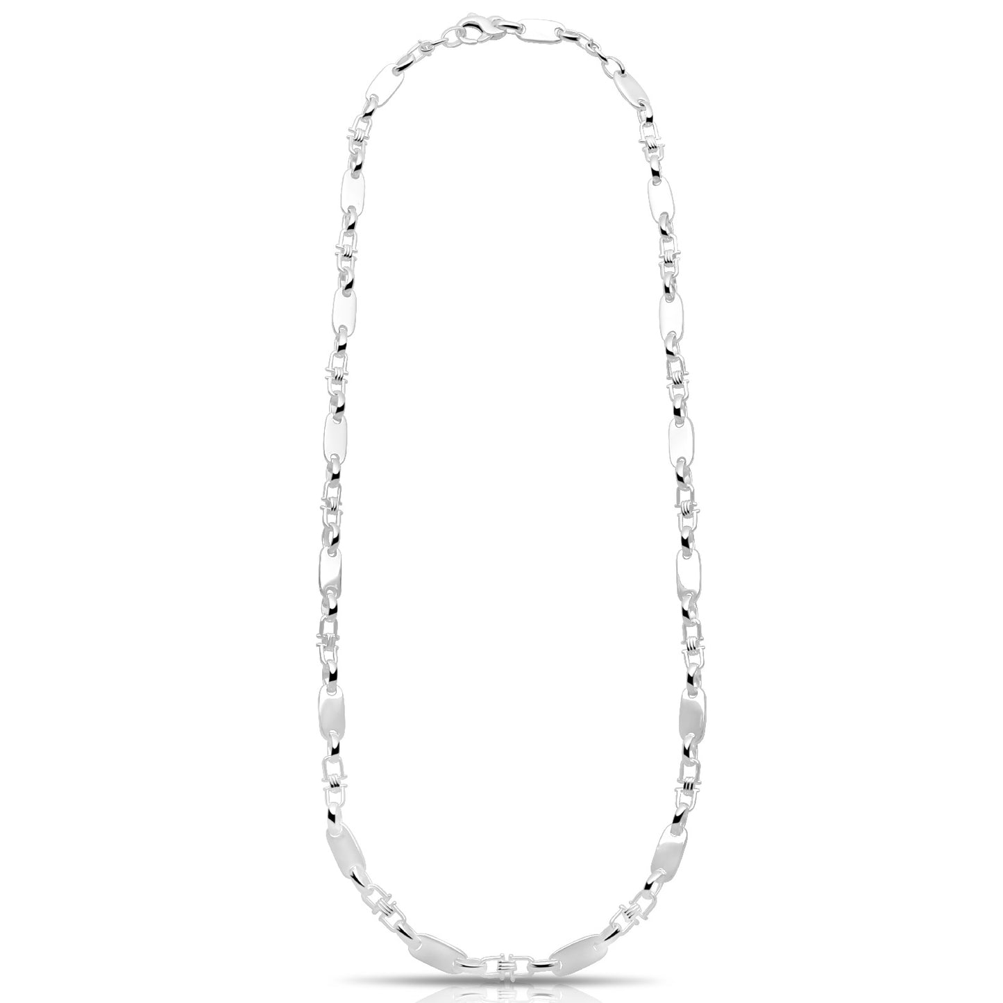 Plattenkette 6 mm Massiv mit Element 925er Sterling Silber