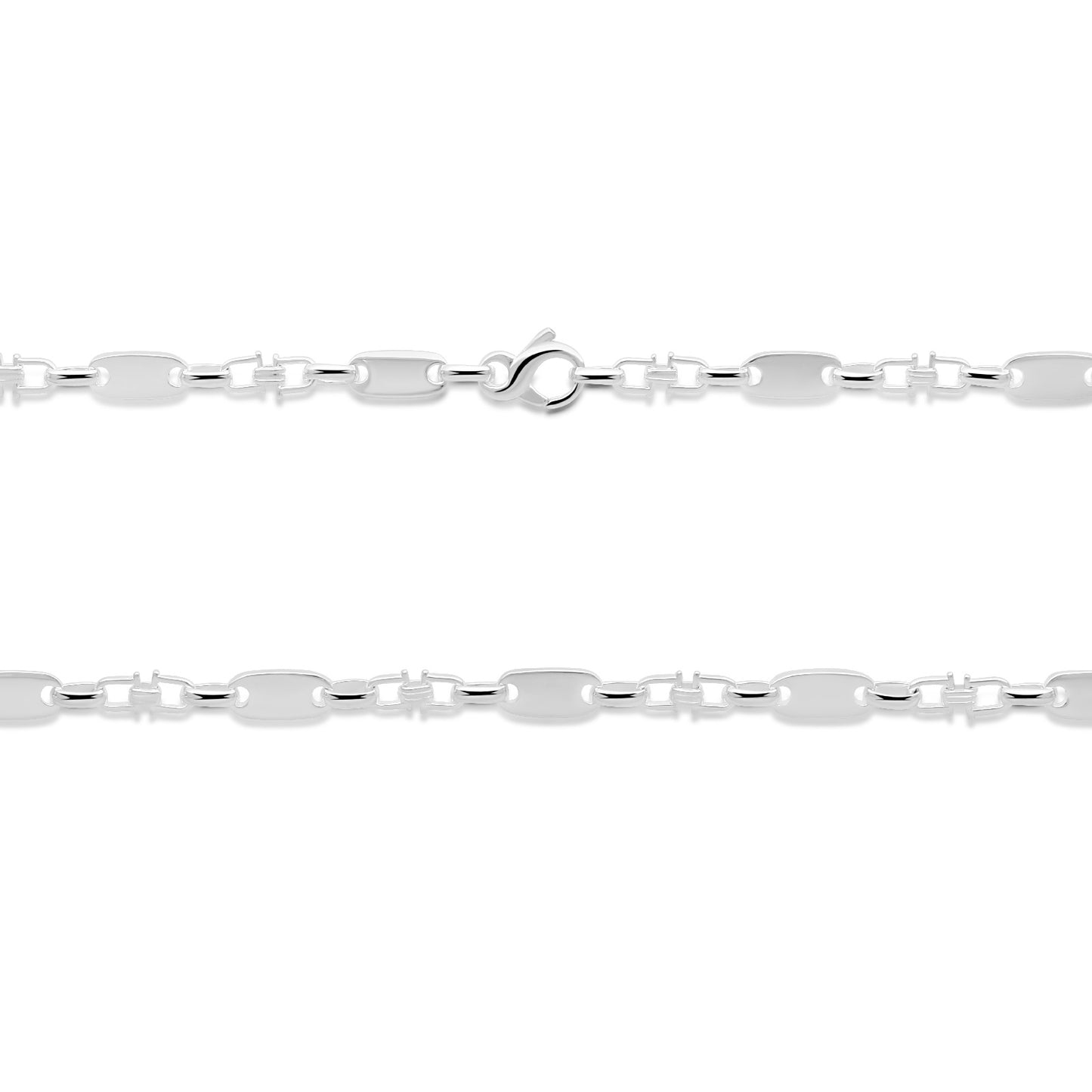 Plattenkette 6 mm Massiv mit Element 925er Sterling Silber