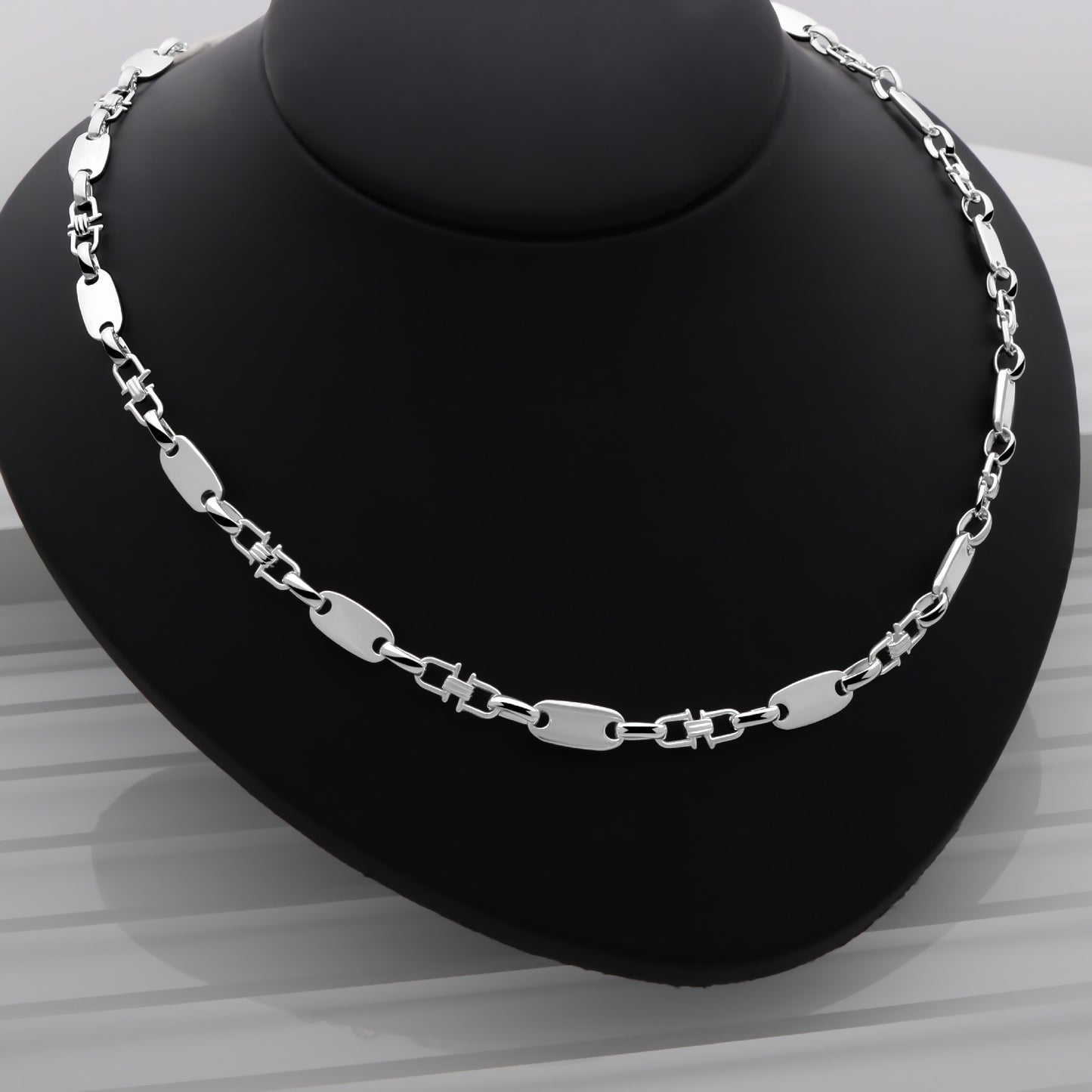Plattenkette 6 mm Massiv mit Element 925er Sterling Silber