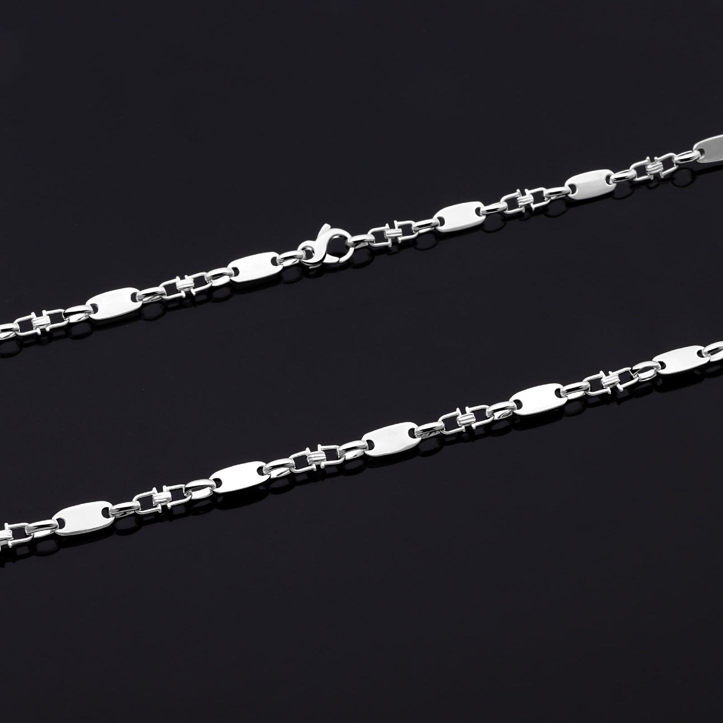 Plattenkette 6 mm Massiv mit Element 925er Sterling Silber