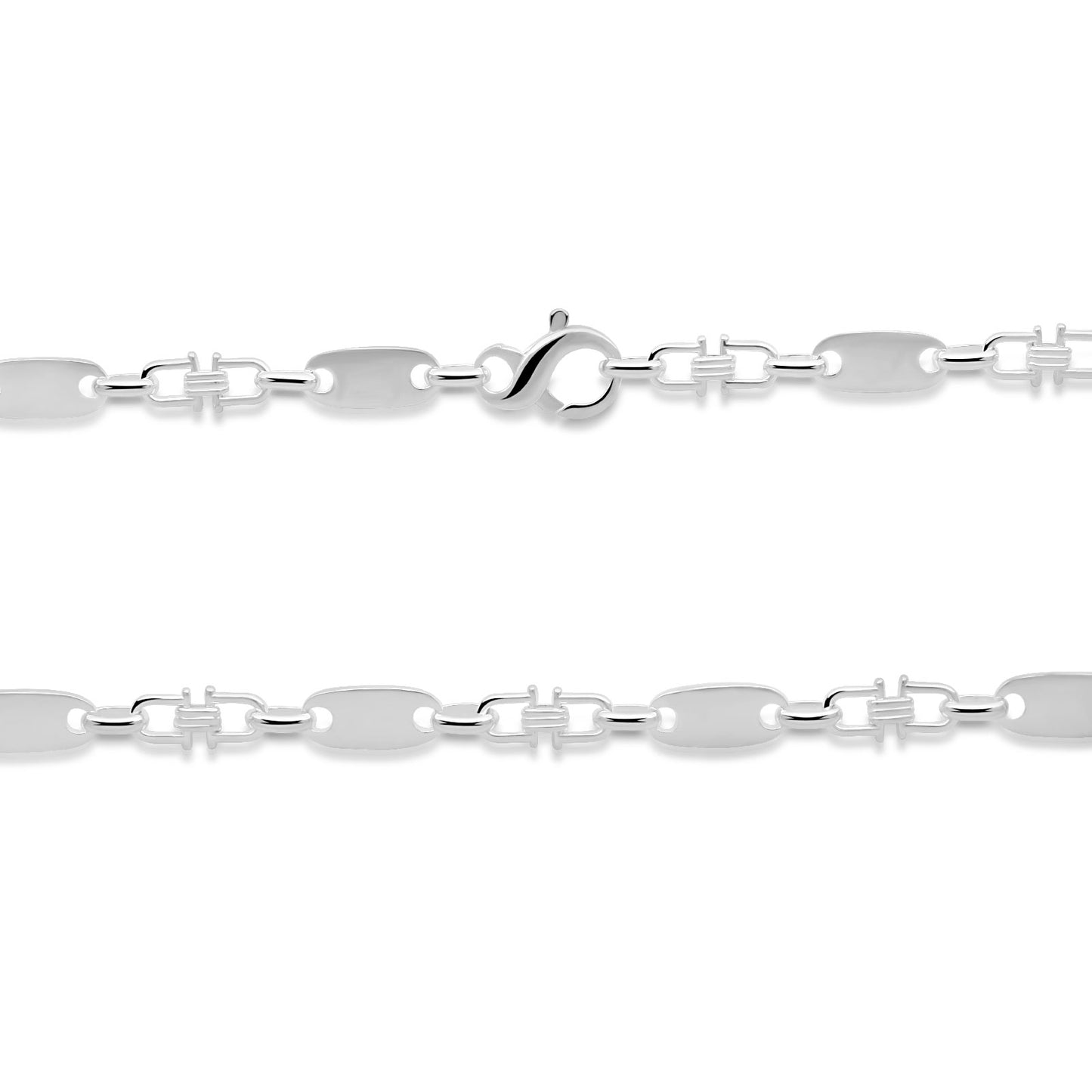 Plattenkette 8 mm Massiv mit Element 925er Sterling Silber