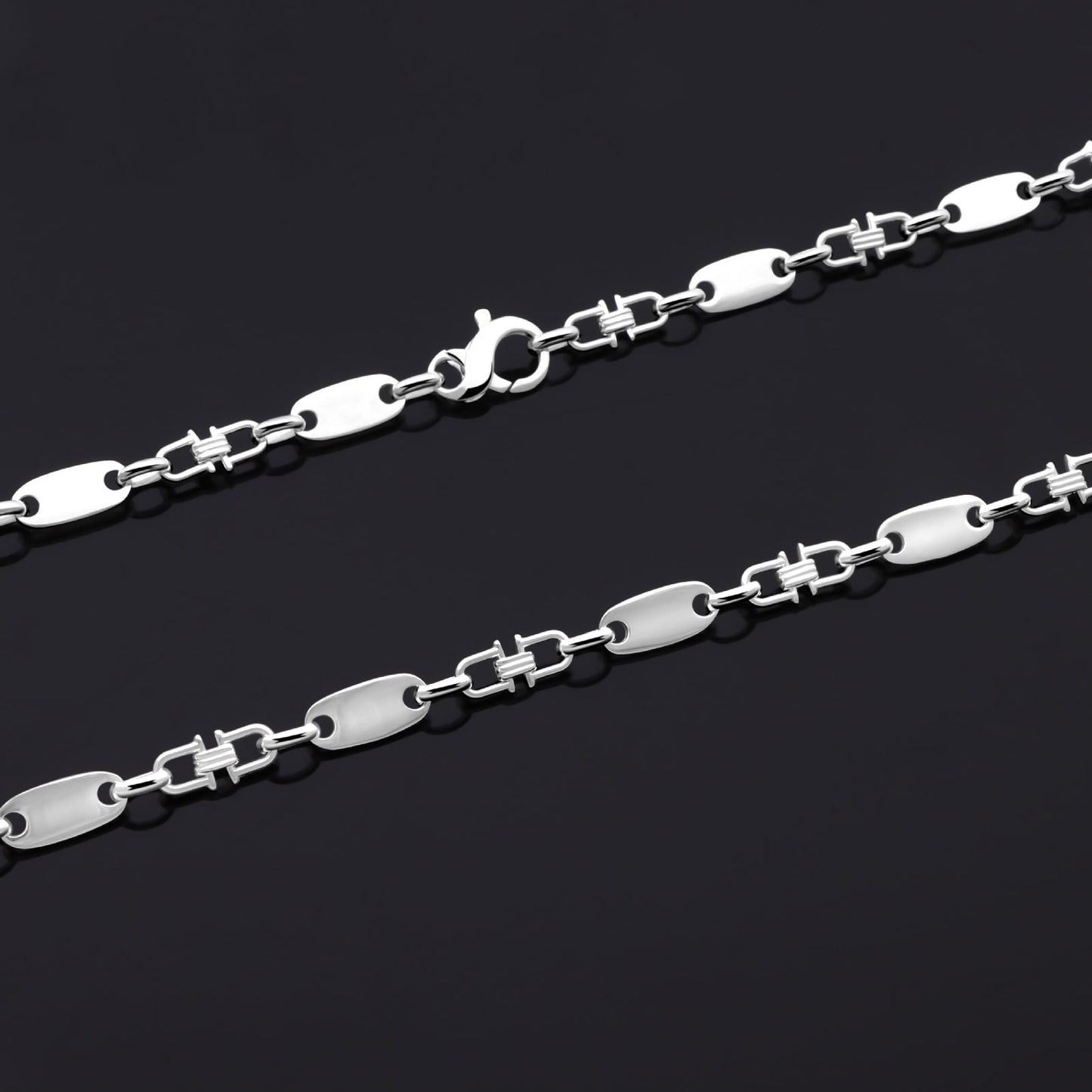 Plattenkette 8 mm Massiv mit Element 925er Sterling Silber