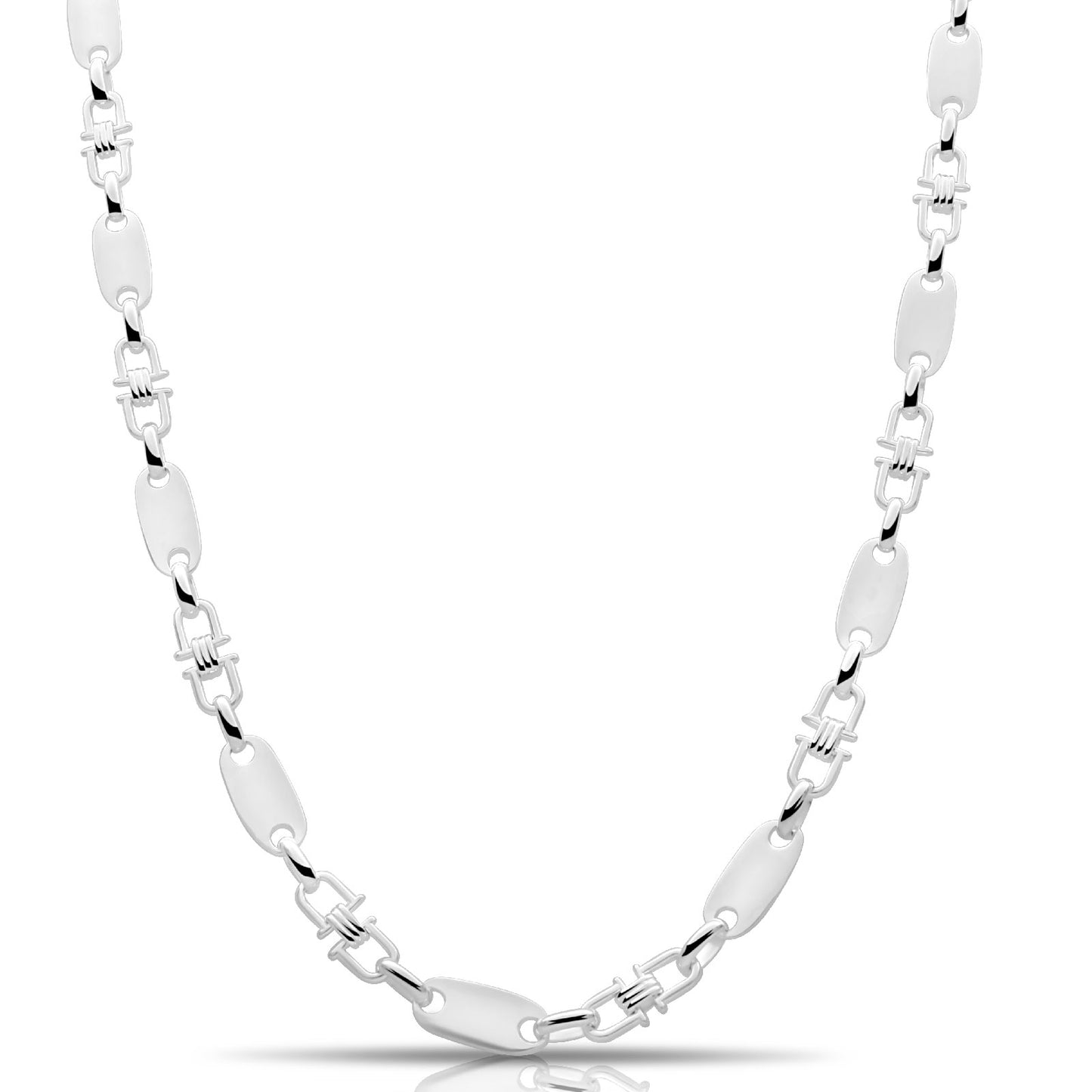 Plattenkette 8 mm Massiv mit Element 925er Sterling Silber