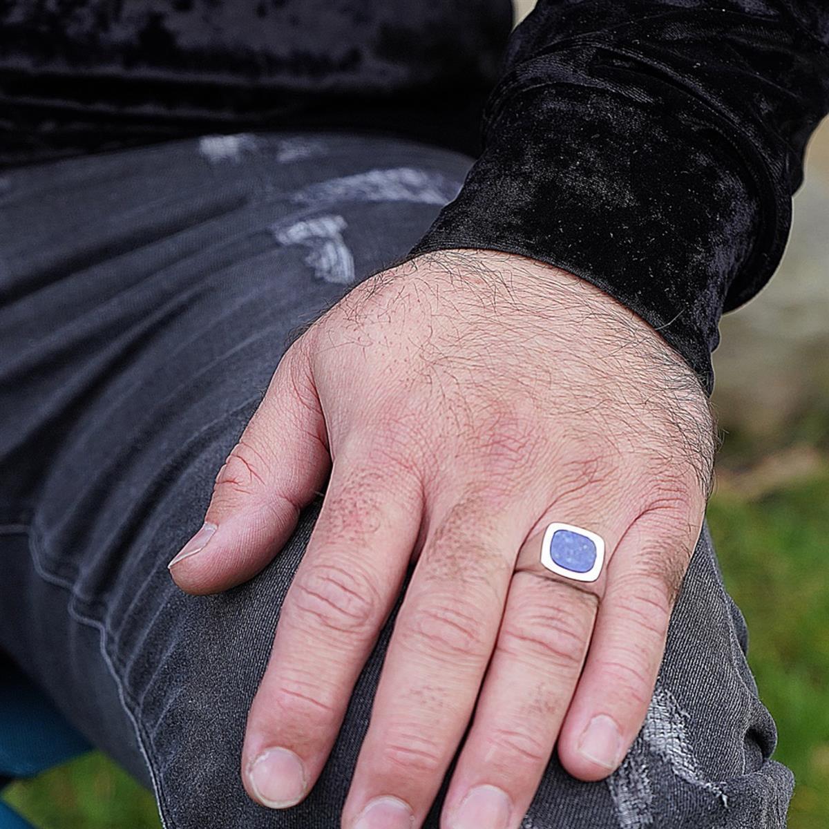 Siegelring Lapislazuli 925er Sterling Silber Massiv