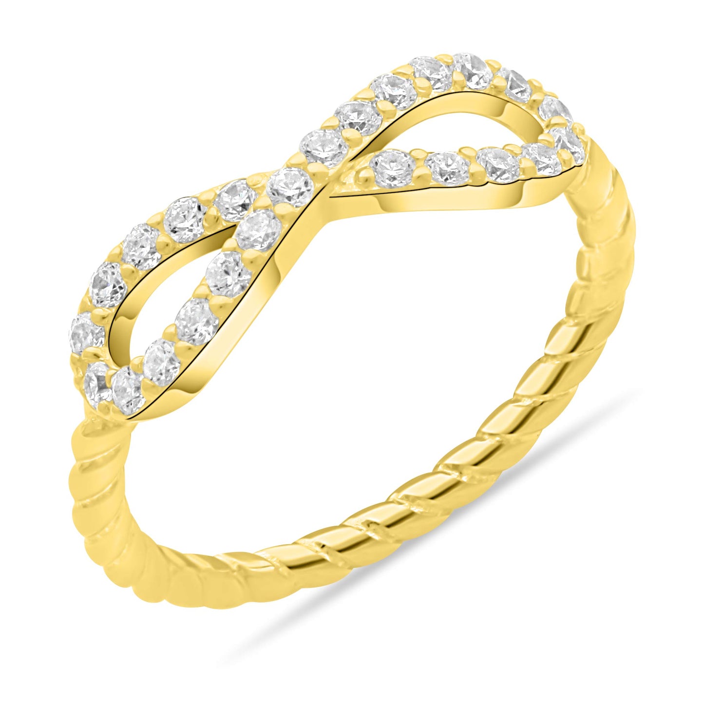 Ring Unendlichkeit 585er Silber Vergoldet Zirkonia Weiß