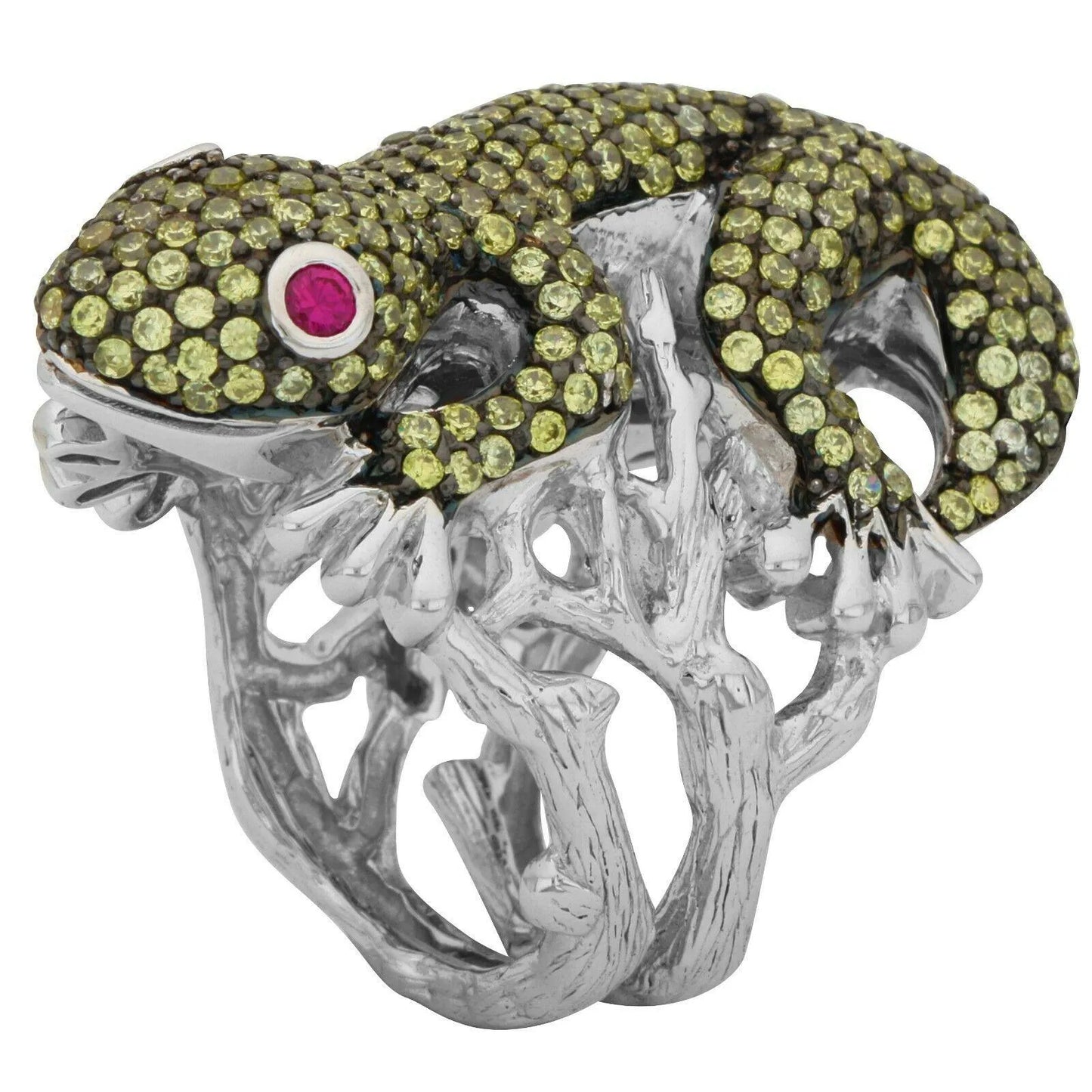 Ring Salamander Frosch Zirkonia 925 Silber