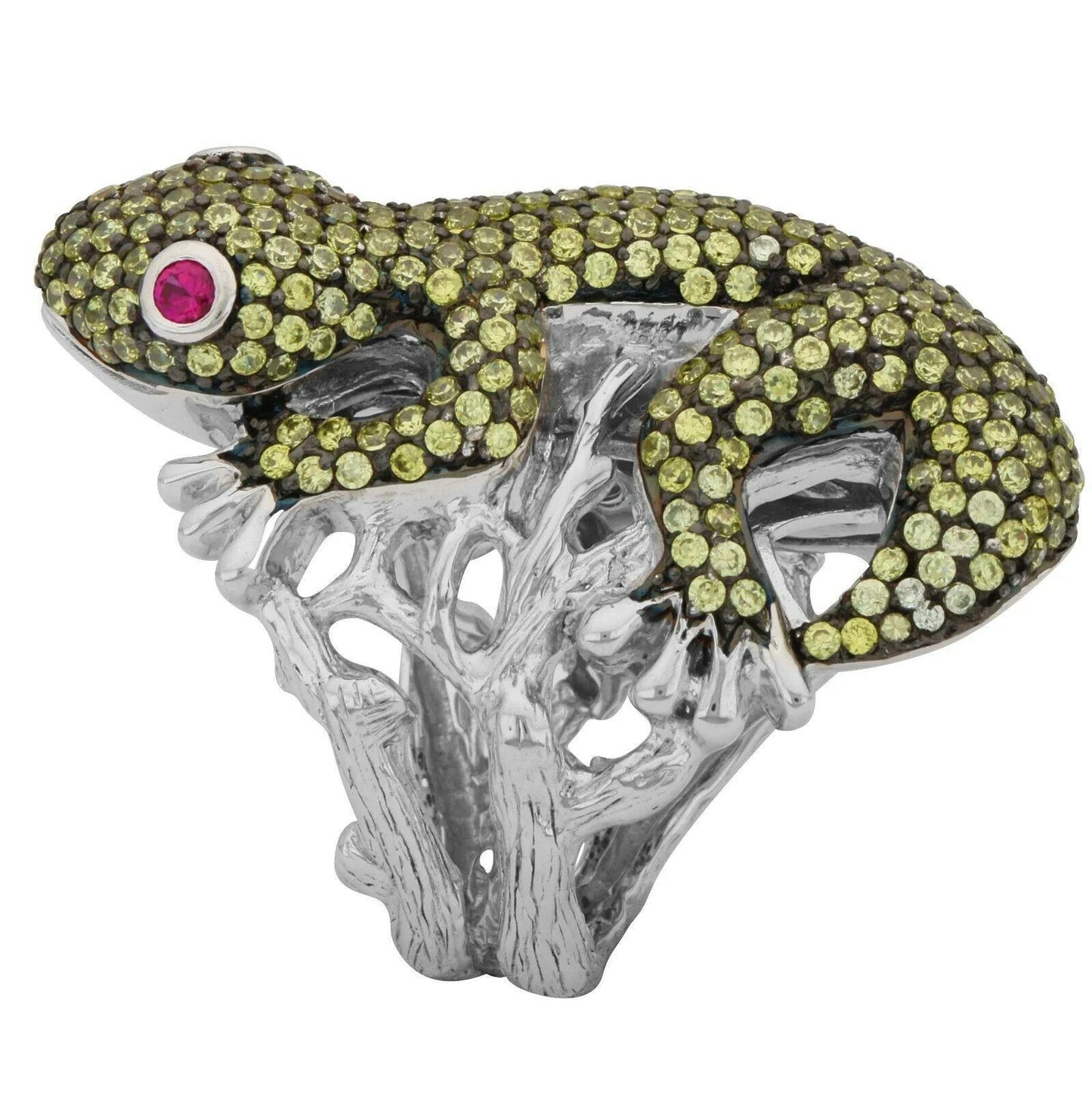 Ring Salamander Frosch Zirkonia 925 Silber