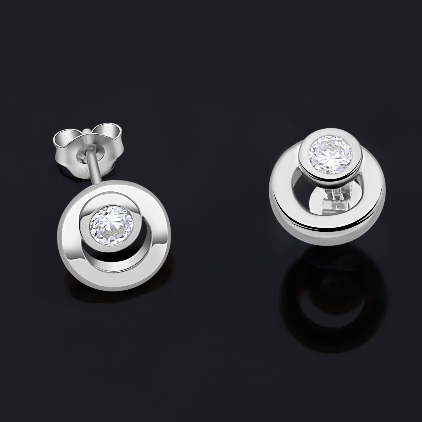 Ohrstecker Rund 925er Silber Zirkonia