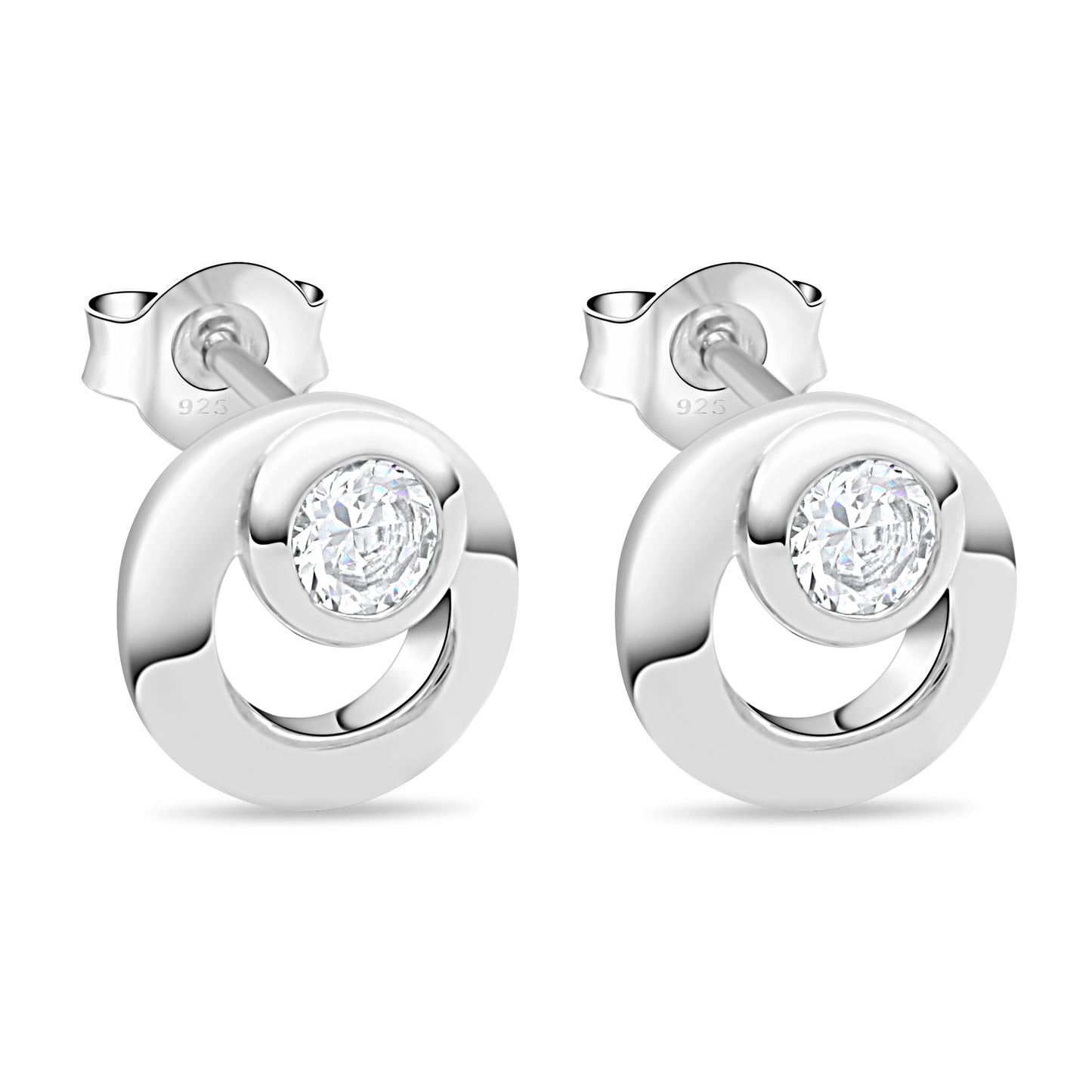Ohrstecker Rund 925er Silber Zirkonia