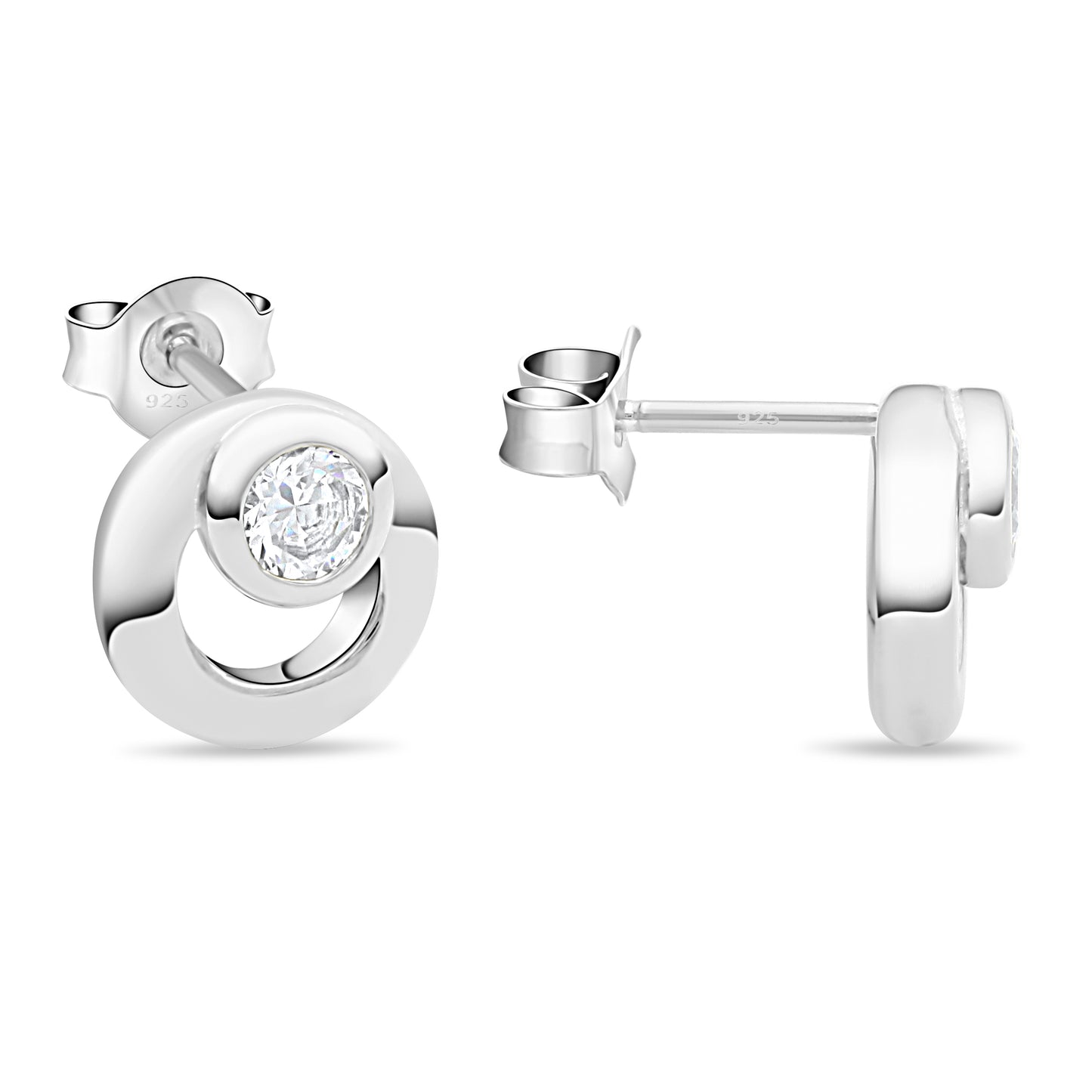 Ohrstecker Rund 925er Silber Zirkonia
