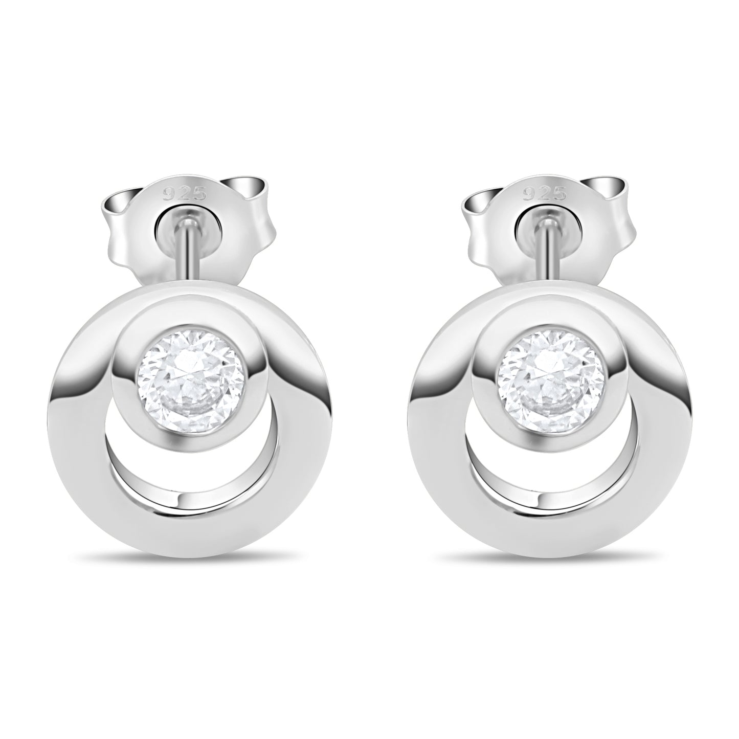 Ohrstecker Rund 925er Silber Zirkonia