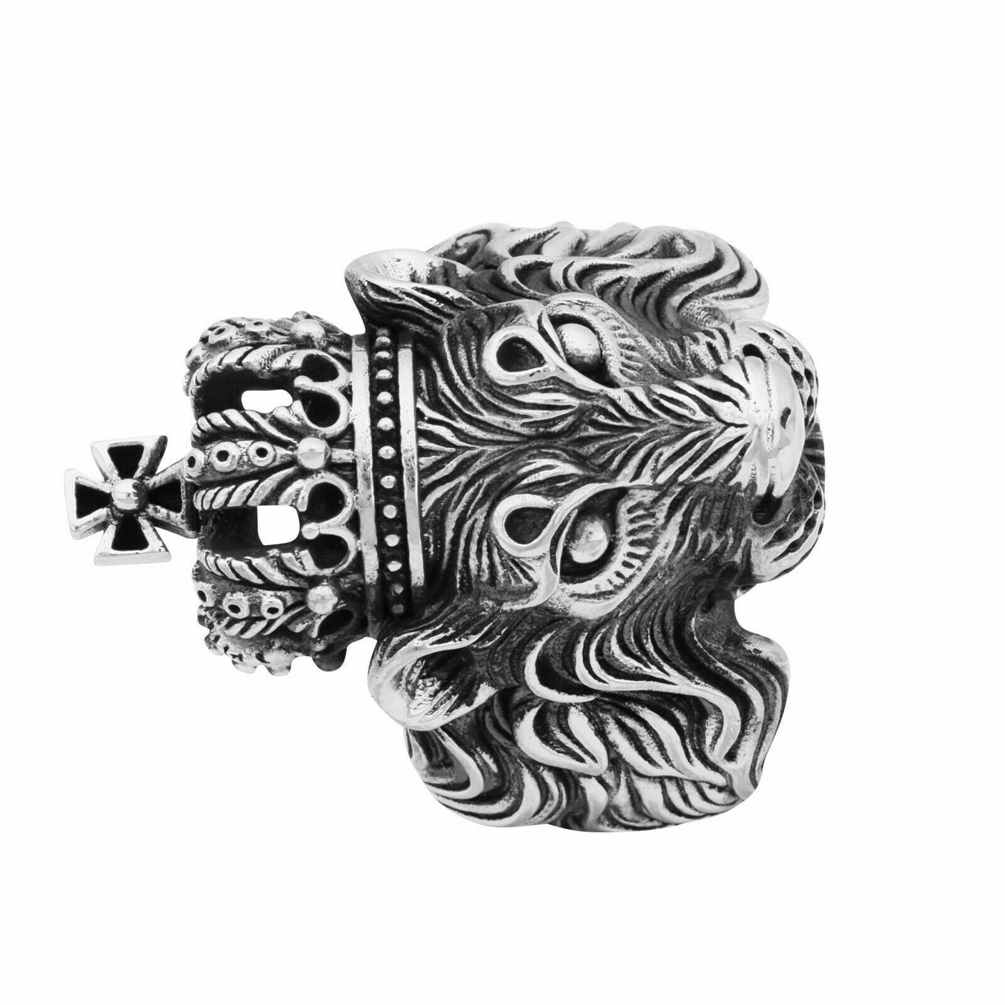 Ring Löwe mit Kronie 925 Silber Oxidiert