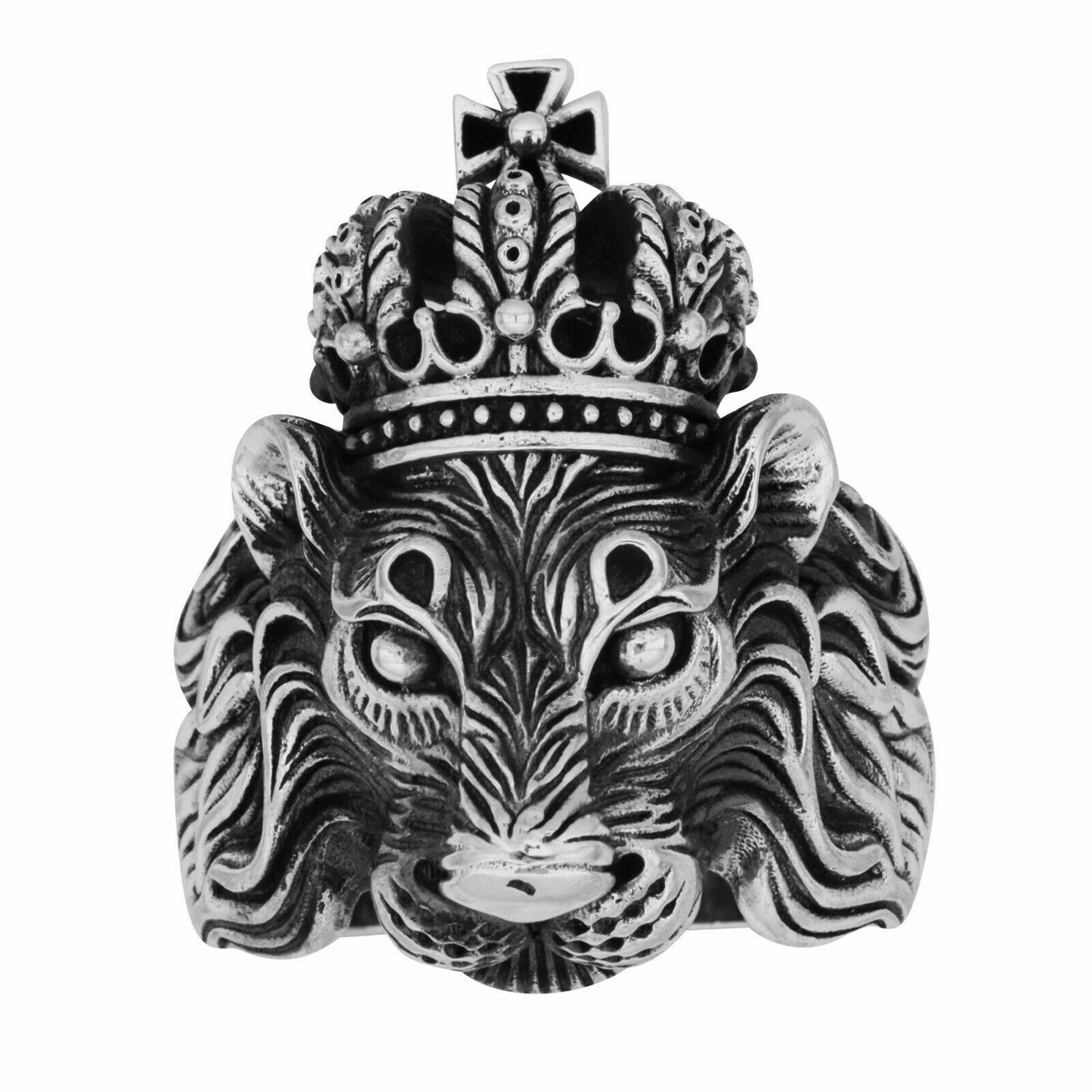 Ring Löwe mit Kronie 925 Silber Oxidiert