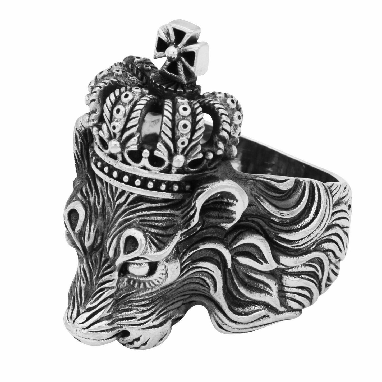 Ring Löwe mit Kronie 925 Silber Oxidiert