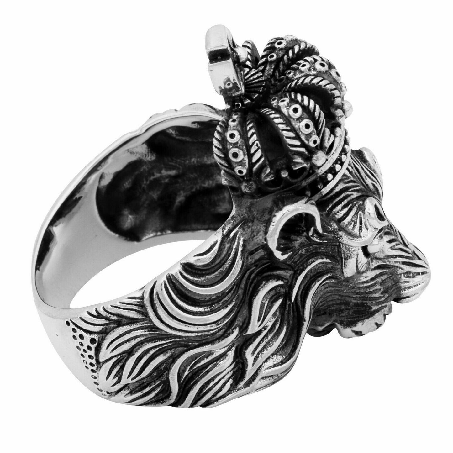 Ring Löwe mit Kronie 925 Silber Oxidiert