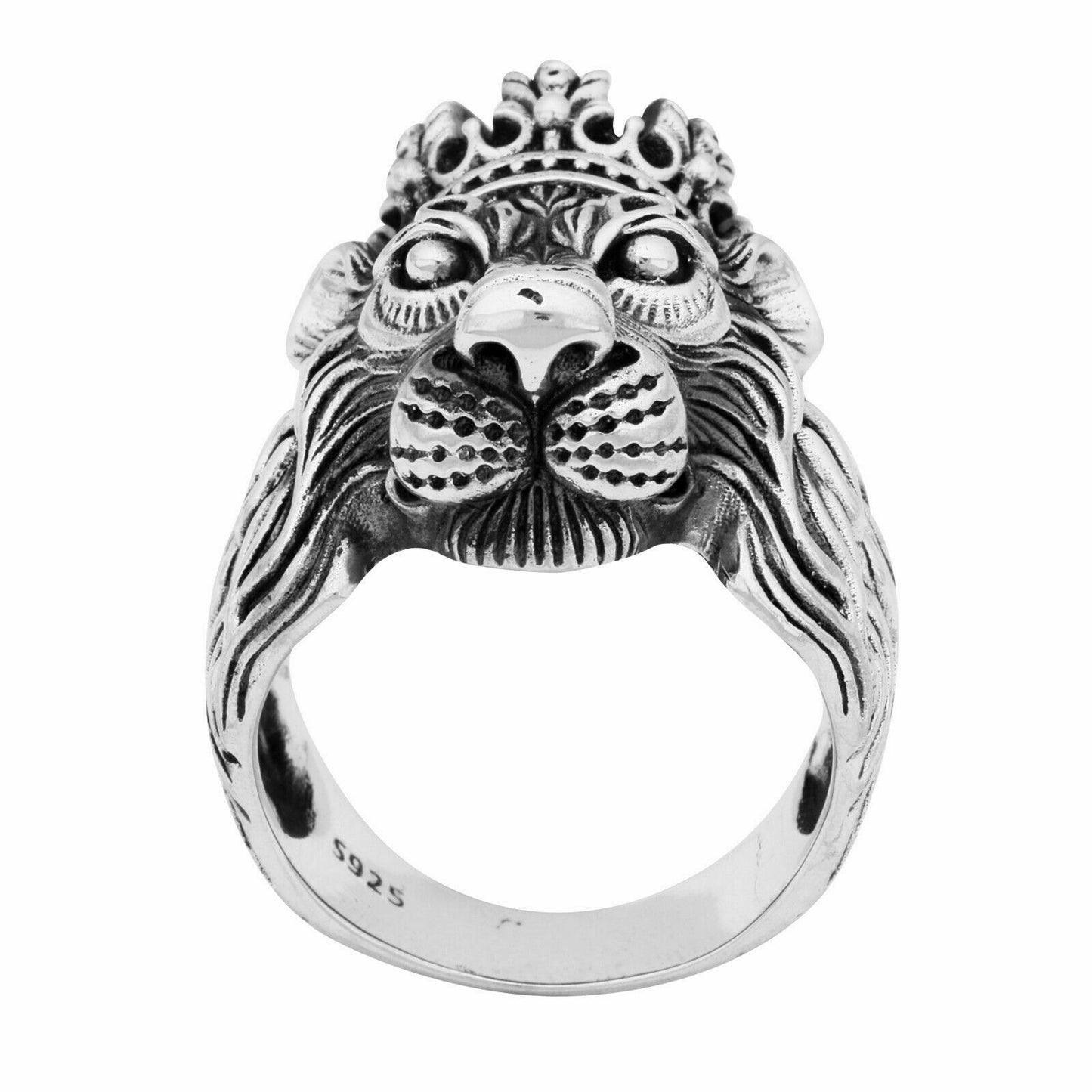 Ring Löwe mit Kronie 925 Silber Oxidiert
