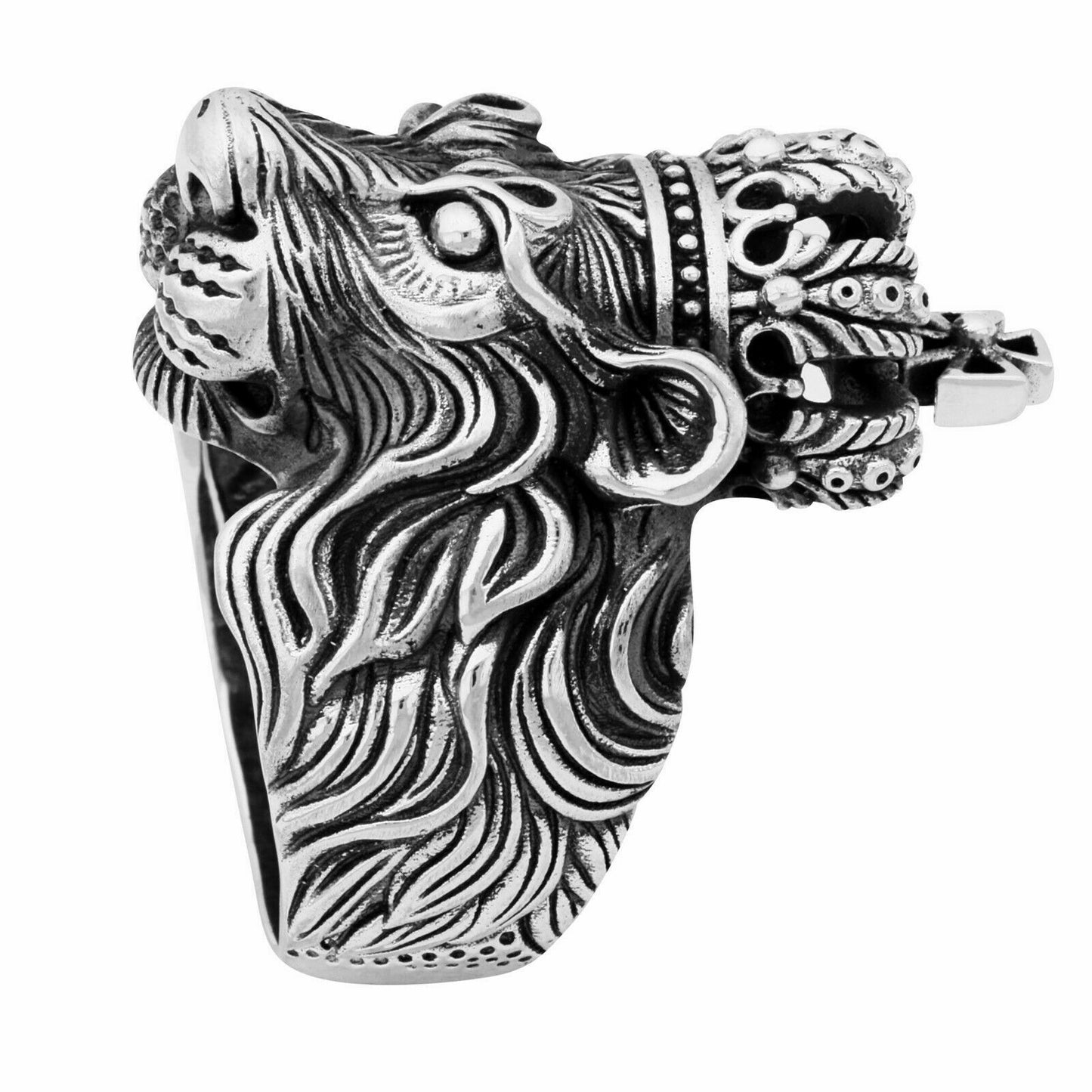 Ring Löwe mit Kronie 925 Silber Oxidiert
