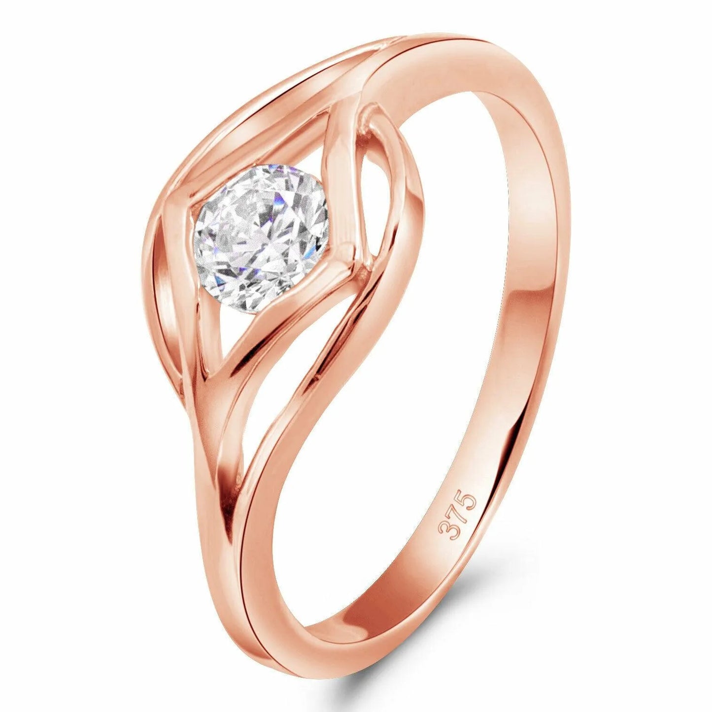 Solitär Ring Zirkonia Stein 375er Roségold