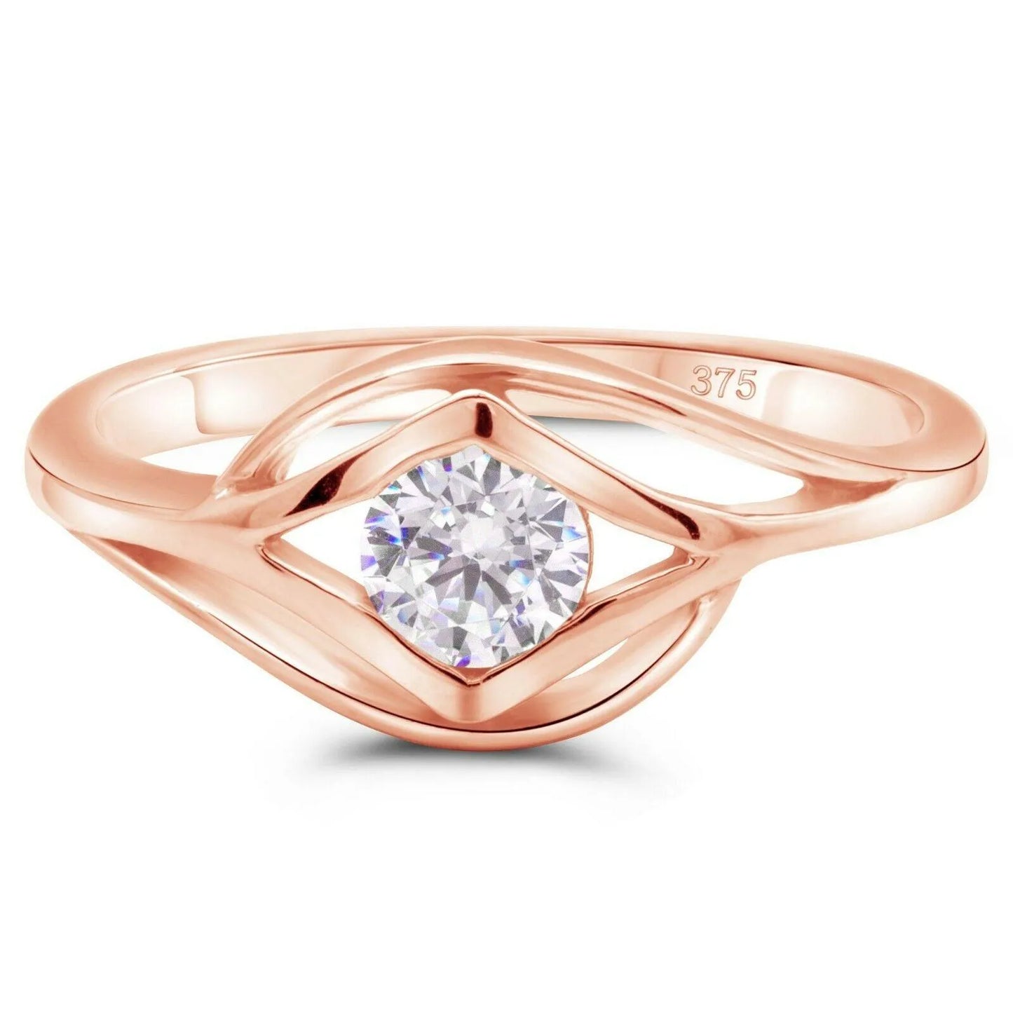 Solitär Ring Zirkonia Stein 375er Roségold