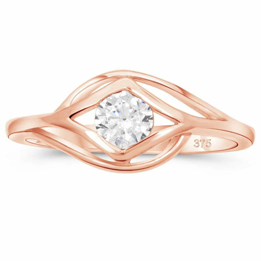 Solitär Ring Zirkonia Stein 375er Roségold